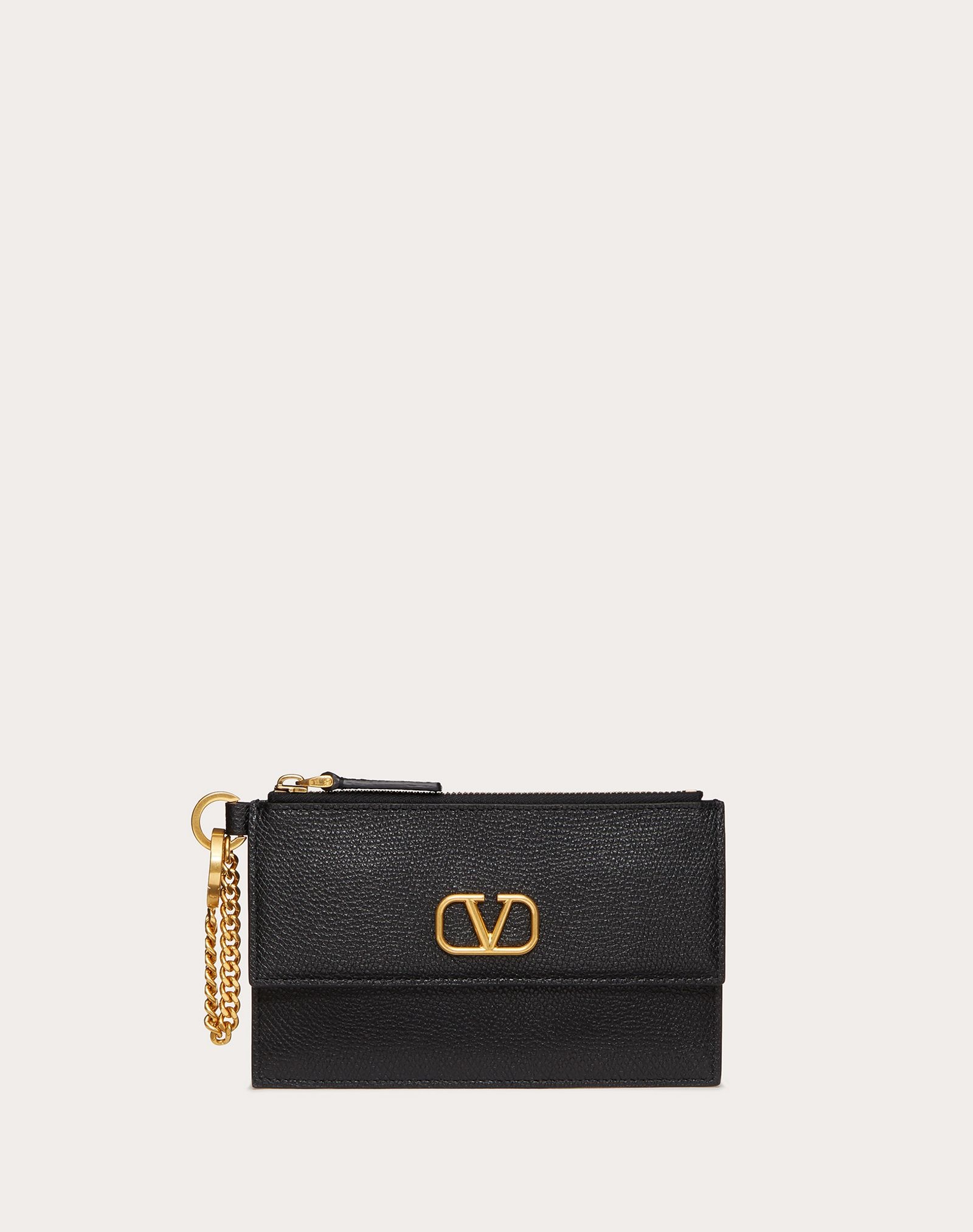 VLOGO SIGNATURE GRAINY CALFSKIN CARDHOLDER - 1