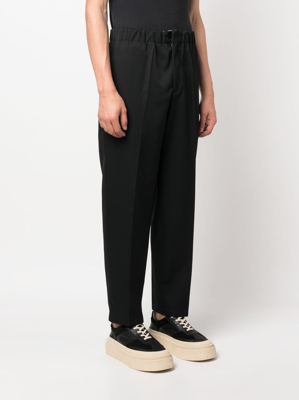 elasticated-waistband tapered trousers - 3