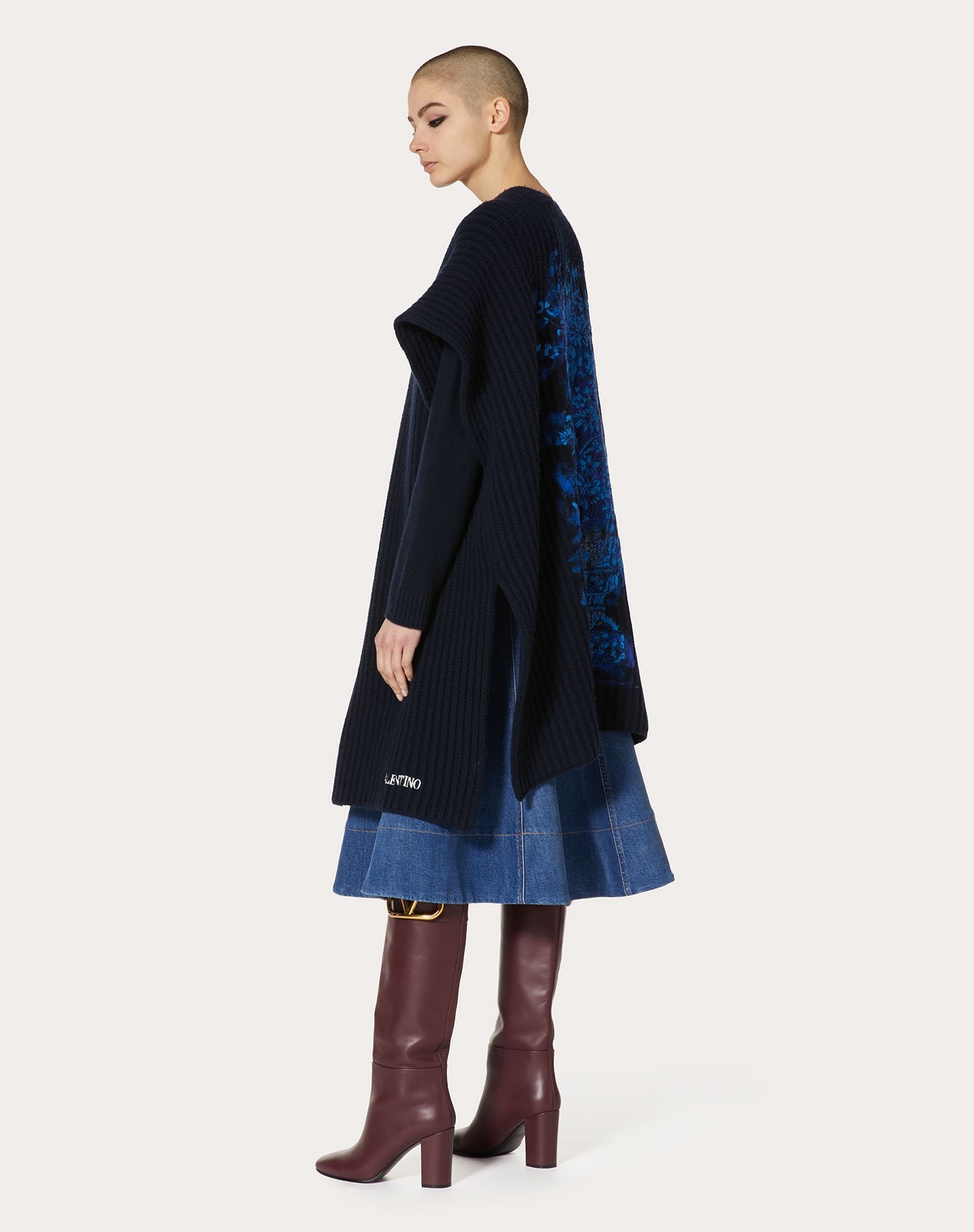 Embroidered Cashmere Wool Poncho - 2