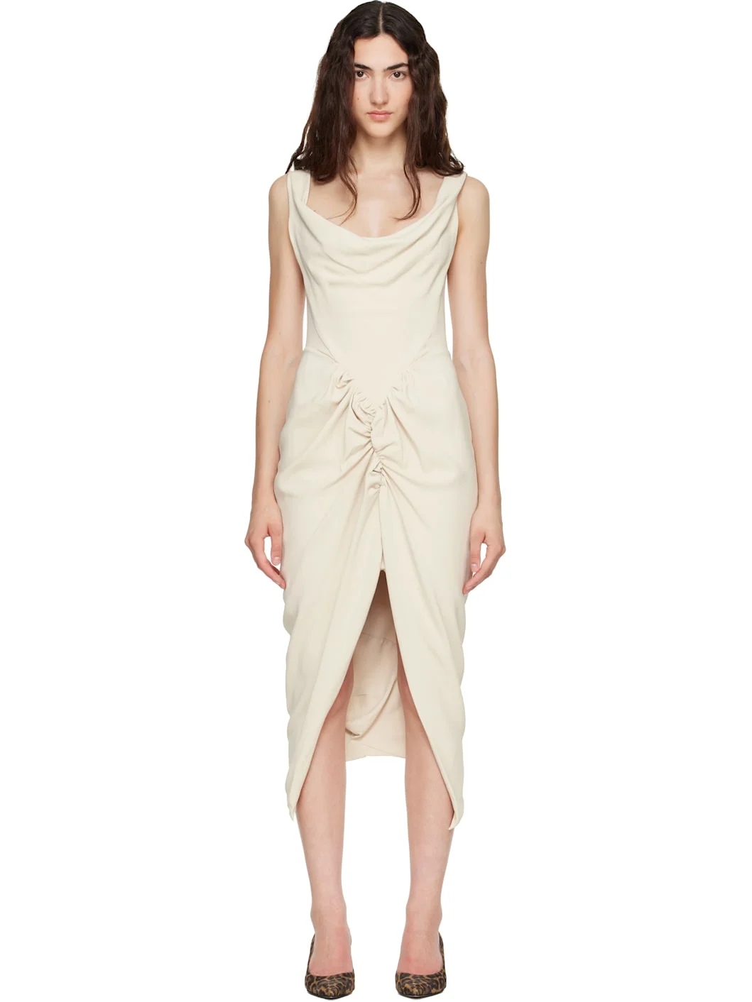 Beige Panther Midi Dress - 1