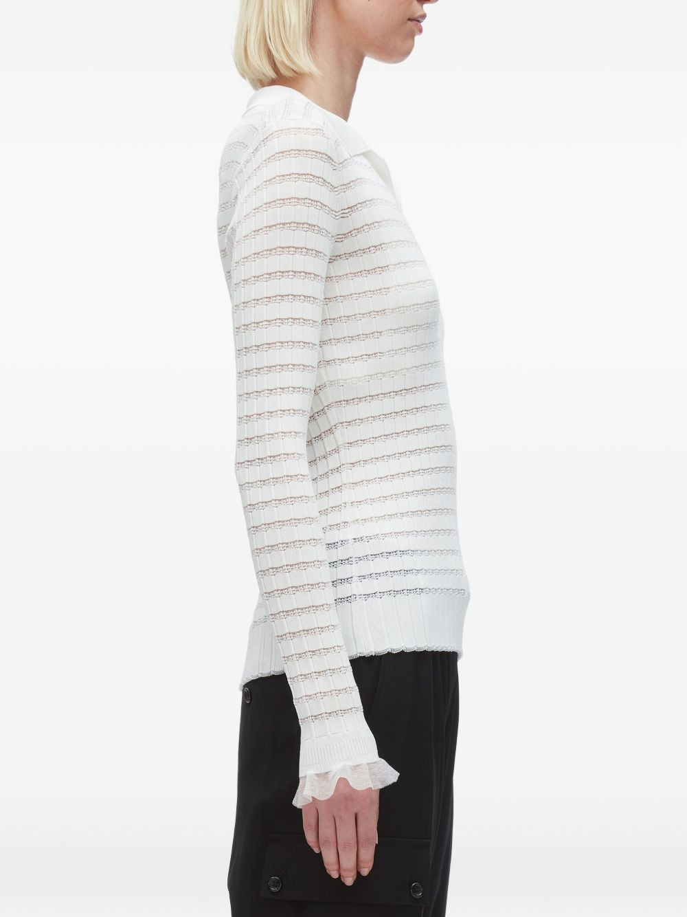 ribbed-knit polo-neck top - 4