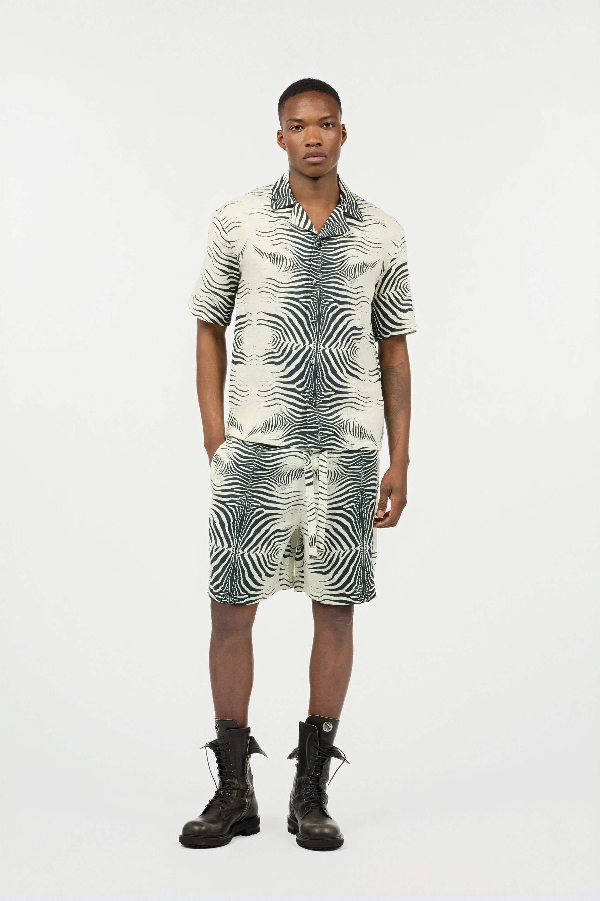 Linen Shirt With Mini Zebra Print - 2