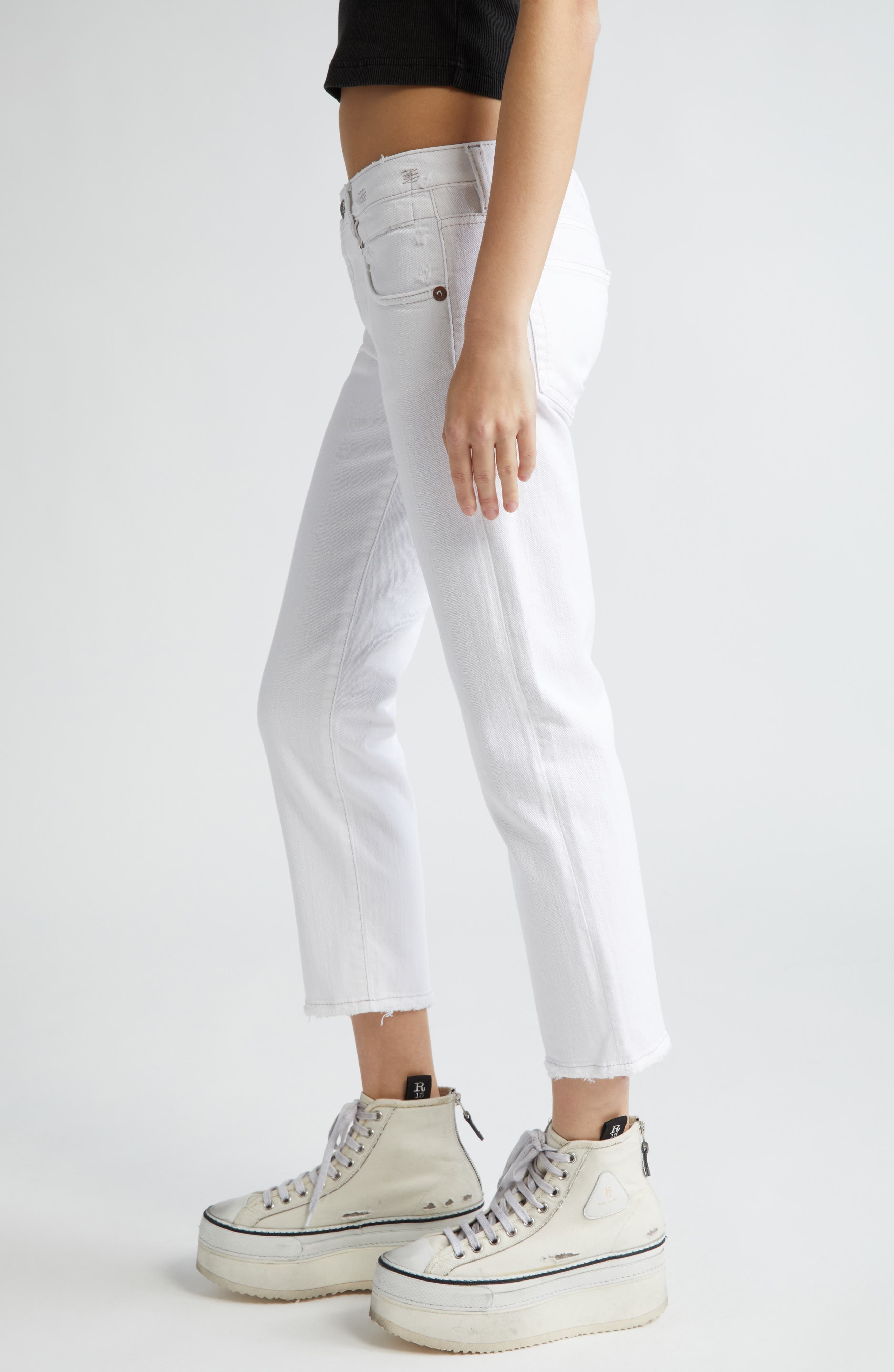 R13 Boy Straight Ankle Jeans in Bale White at Nordstrom - 3