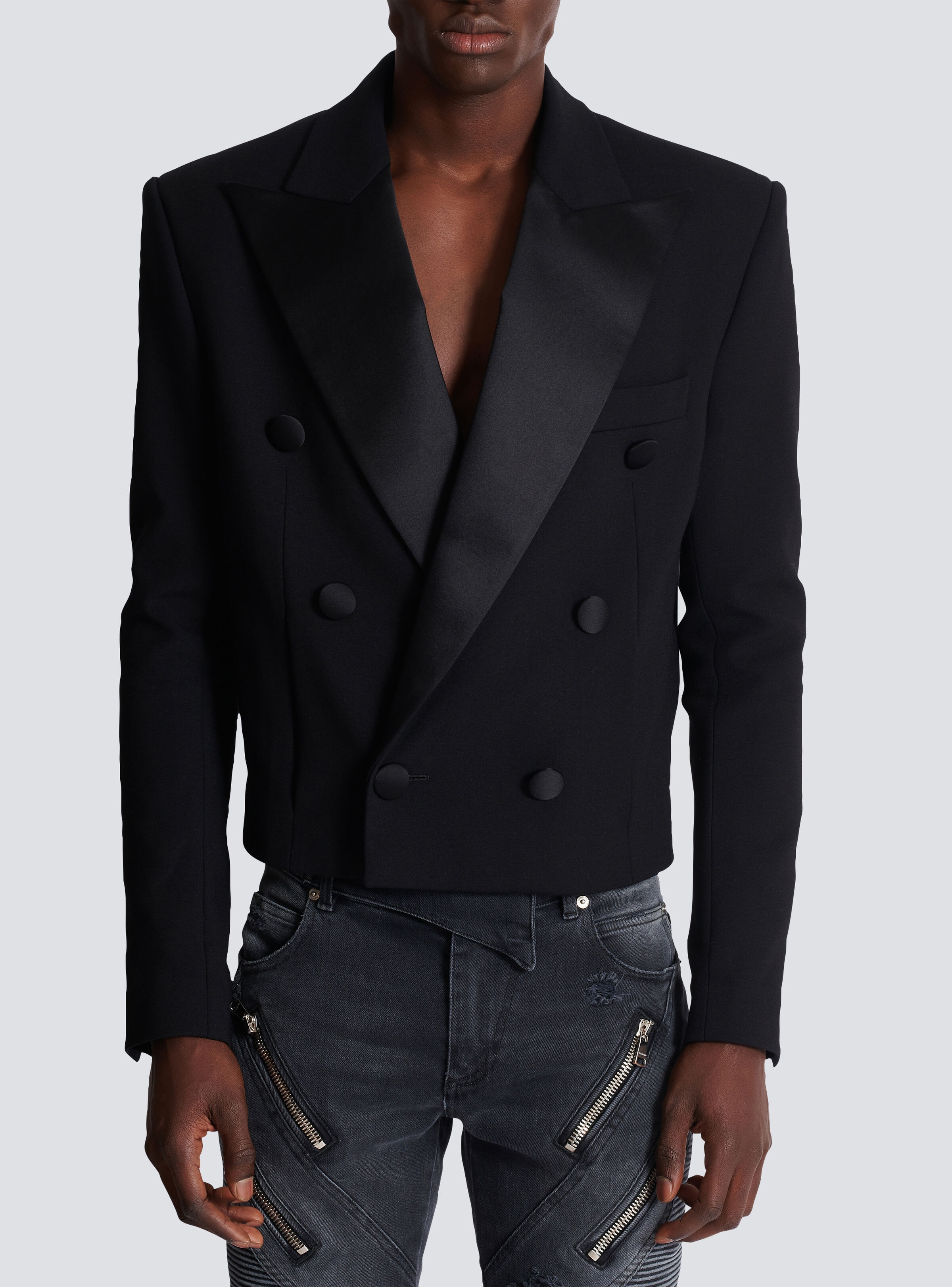 Cropped double crepe jacket - 5