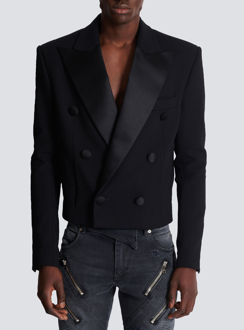 Cropped double crepe jacket 5