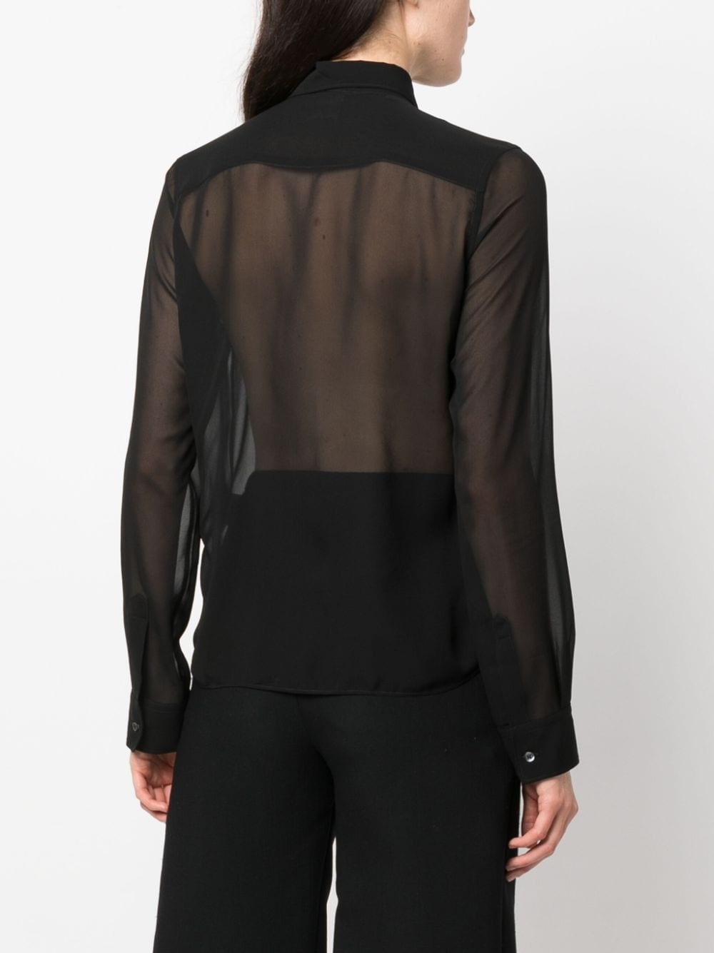 semi-sheer construction silk blouse - 4