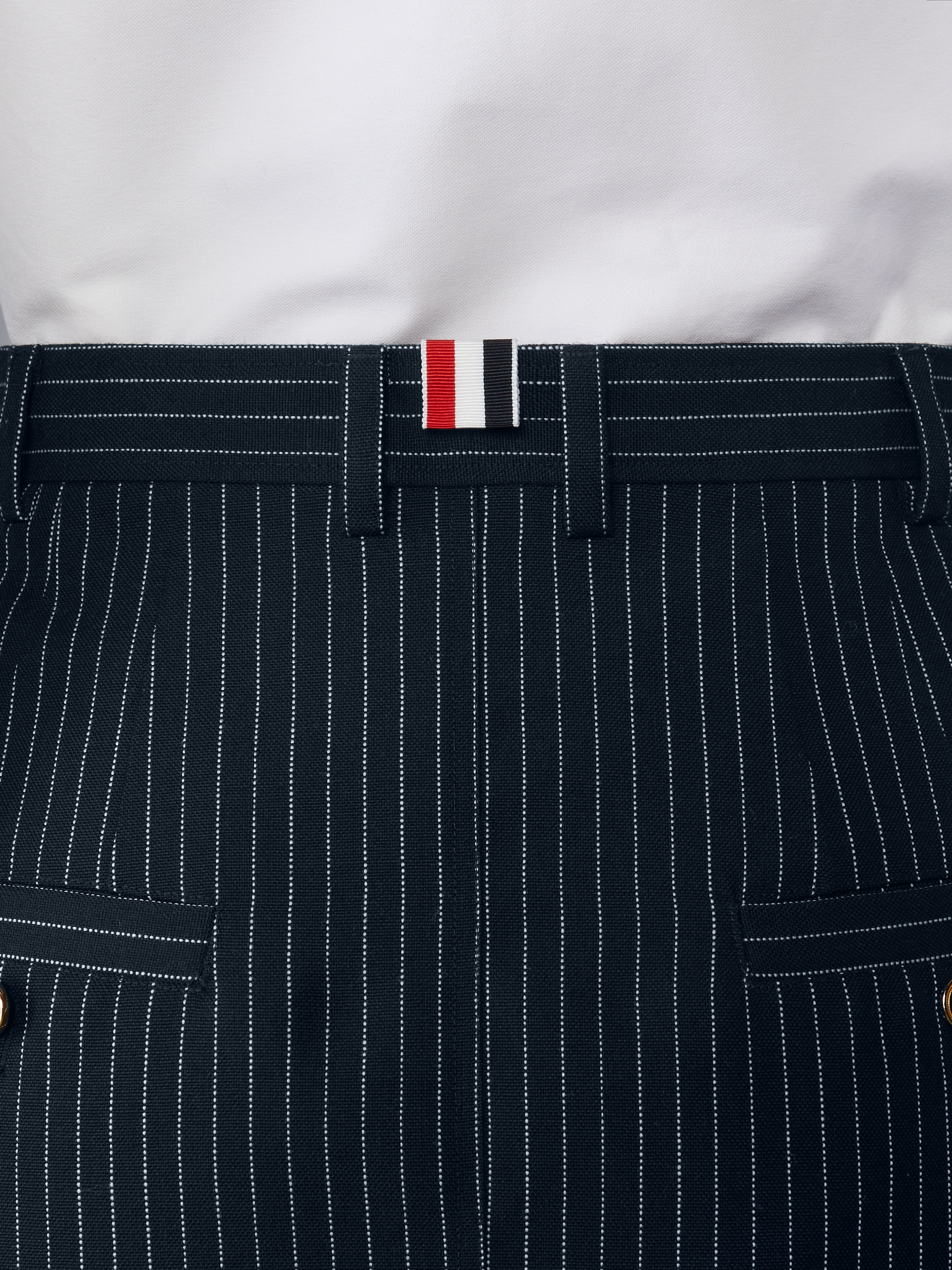 PINSTRIPE HIGH TWIST WOOL HIGH WAISTED PENCIL SKIRT - 6
