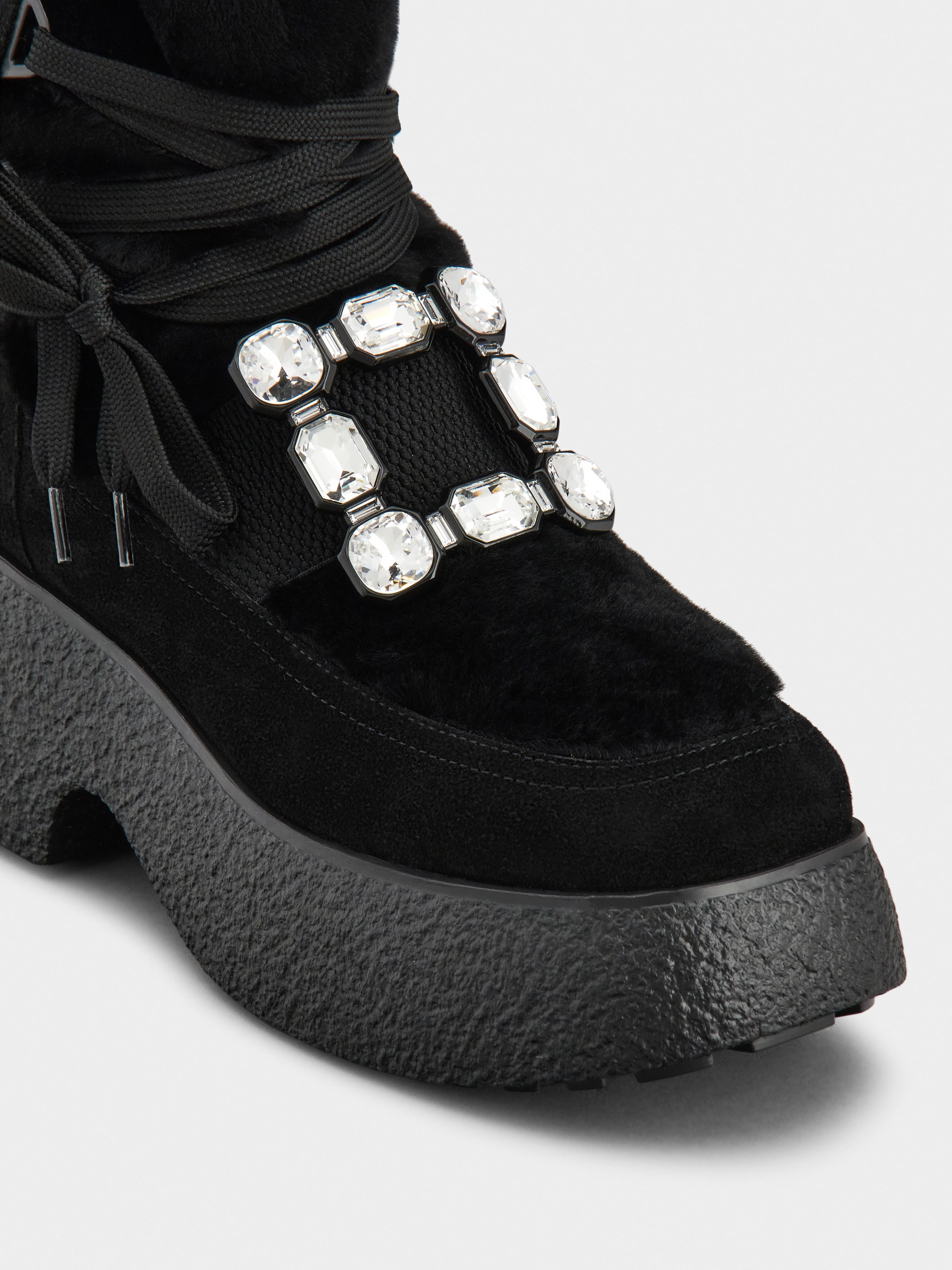 Viv' Rangers Strass Buckle Flatform Booties in Suede - 3