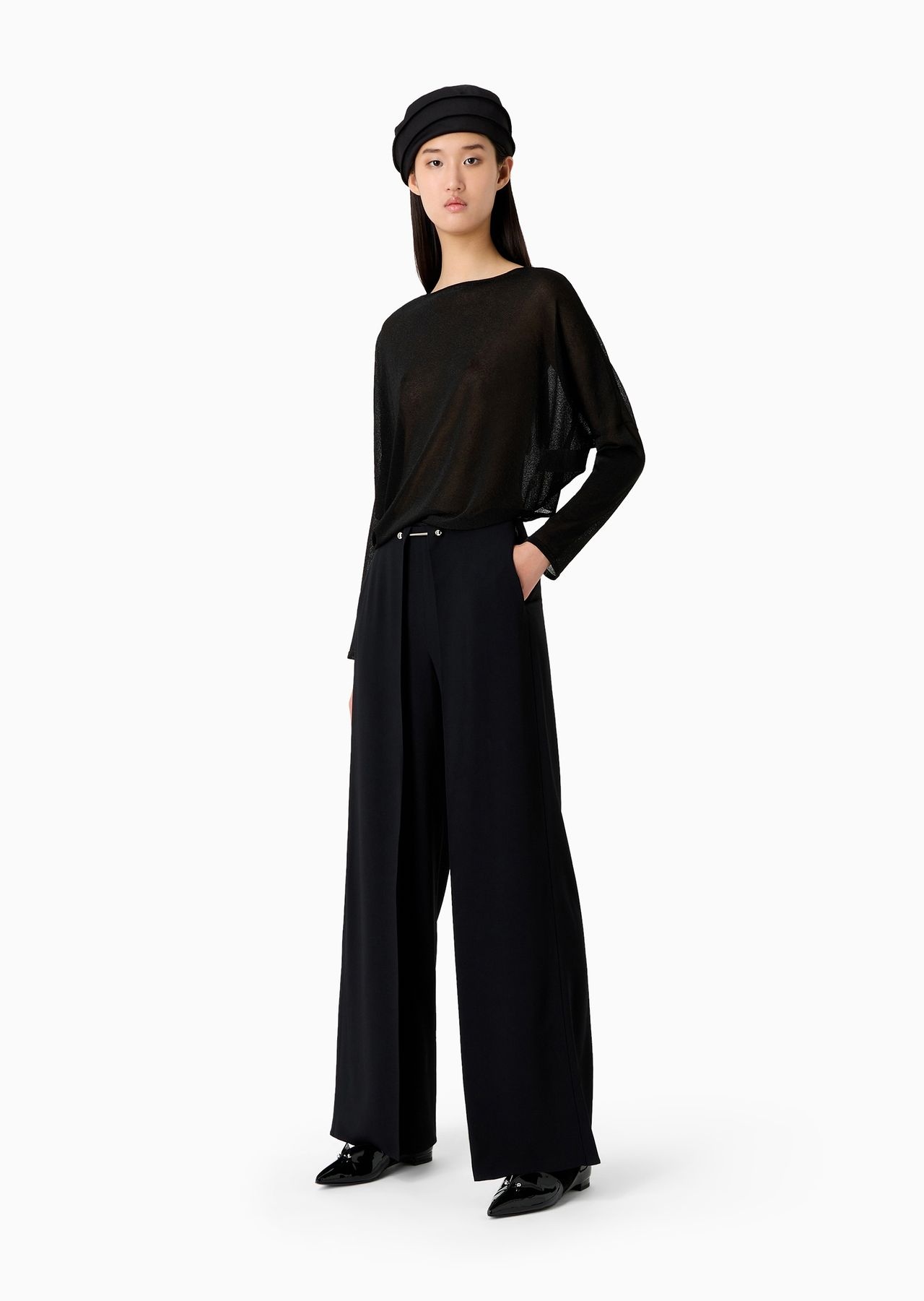 Jumper with asymmetric hem and draping in sheer lurex - 4