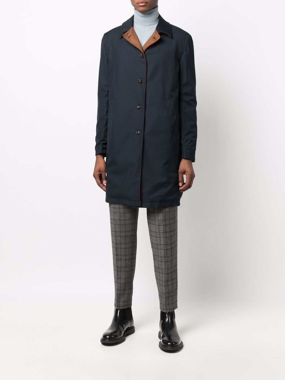 reversible buttoned-up coat - 6