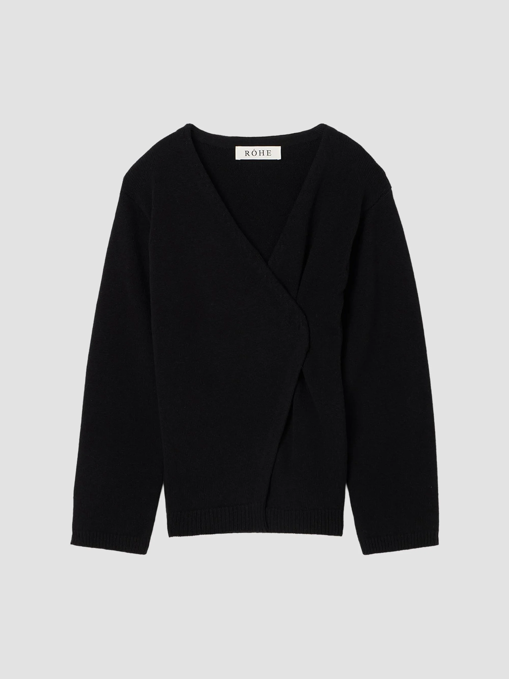 Women's Relaxed Wool-Cashmere Wrap Cardigan - Black - 1