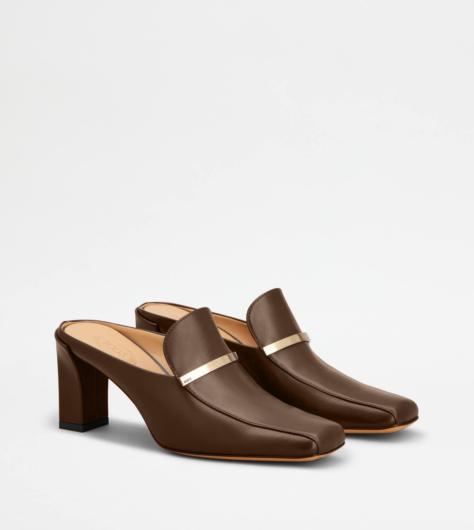 MULES IN LEATHER - BROWN - 4