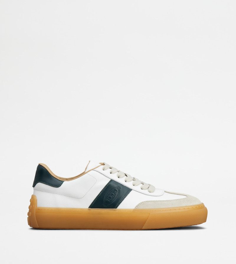 TOD'S SNEAKERS IN LEATHER - WHITE, GREEN, GREY 1