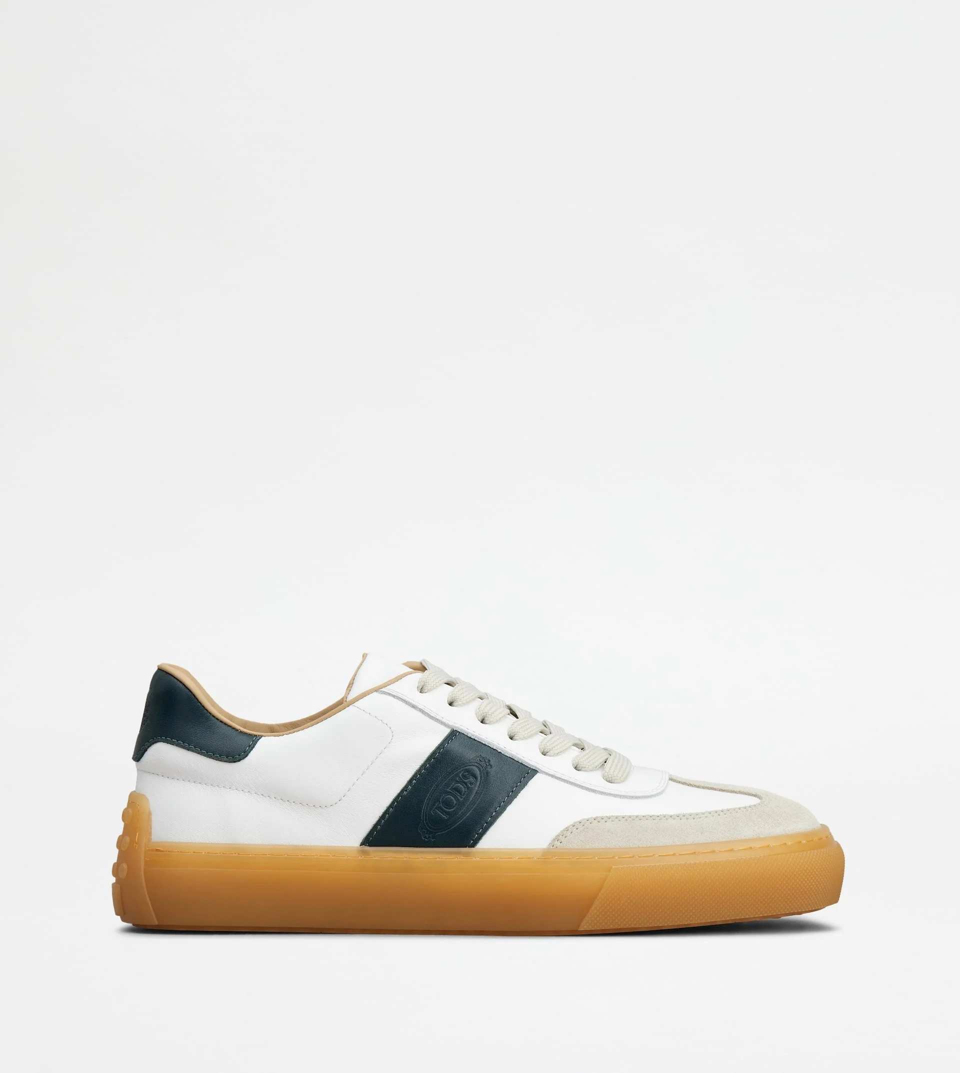 TOD'S SNEAKERS IN LEATHER - WHITE, GREEN, GREY - 1