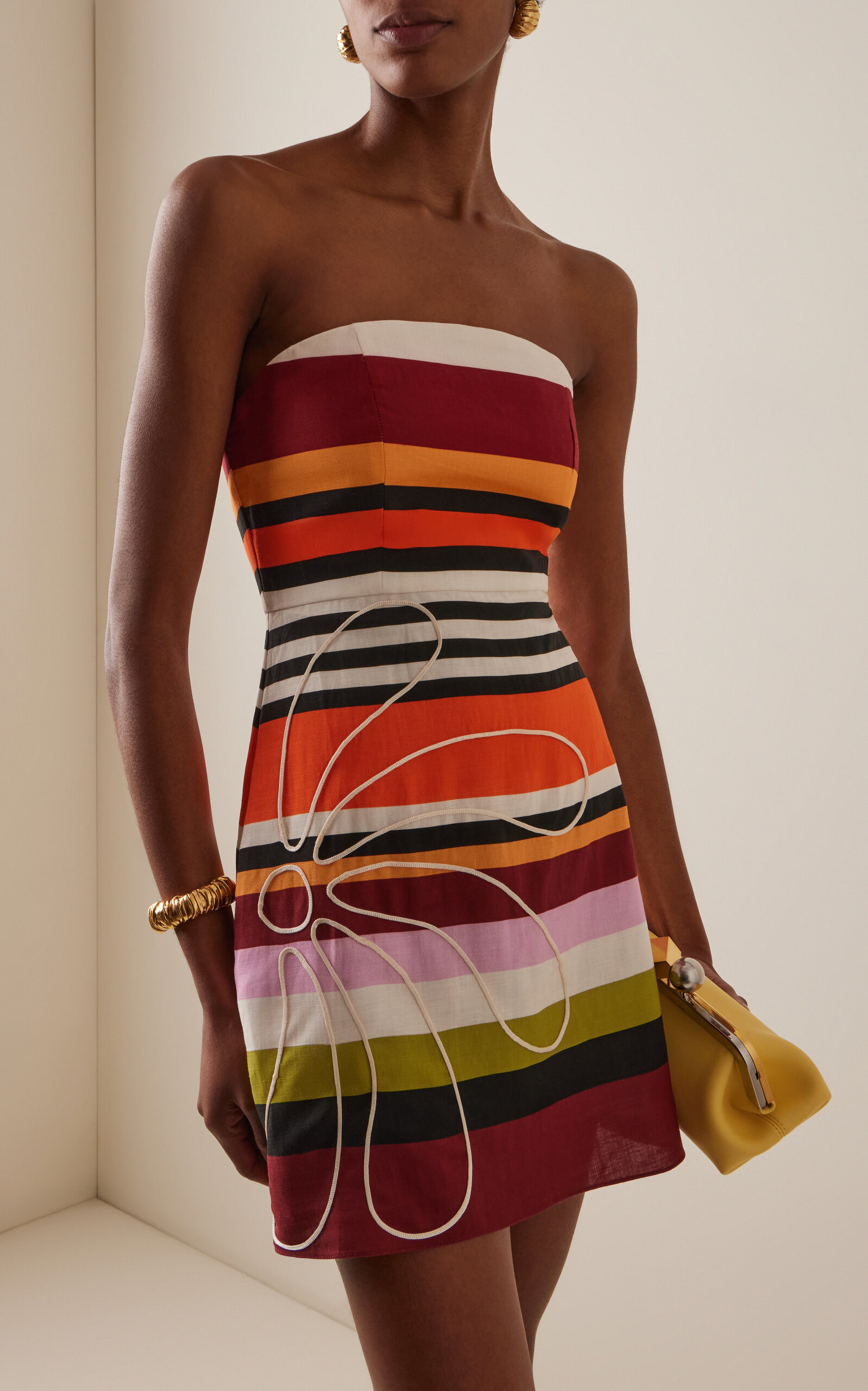 Exclusive Roma Embroidered Striped-Linen Mini Dress multi - 3