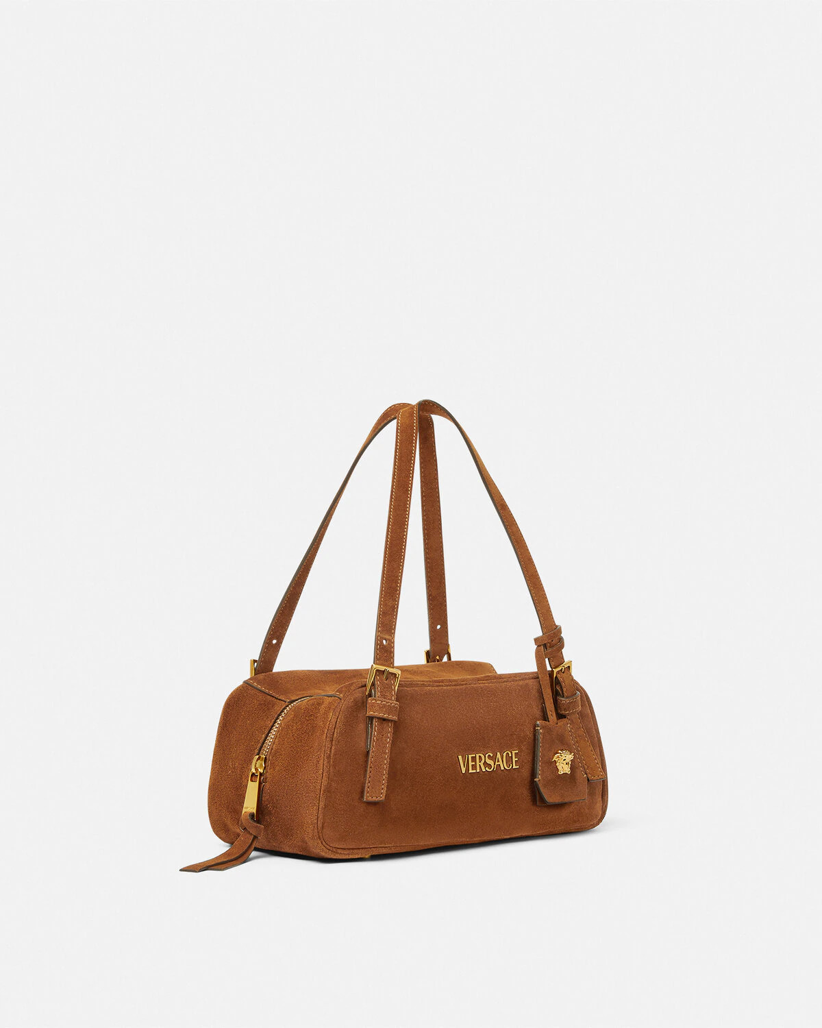 Versace Tag Suede Bowling Shoulder Bag - 2