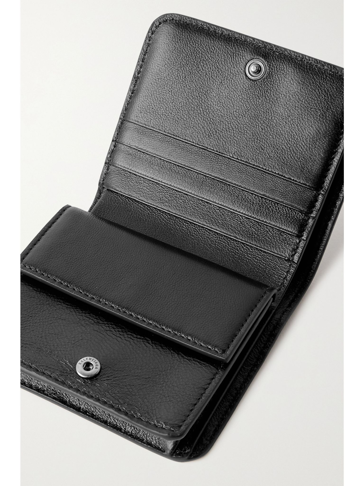 Printed textured-leather cardholder Black - 5