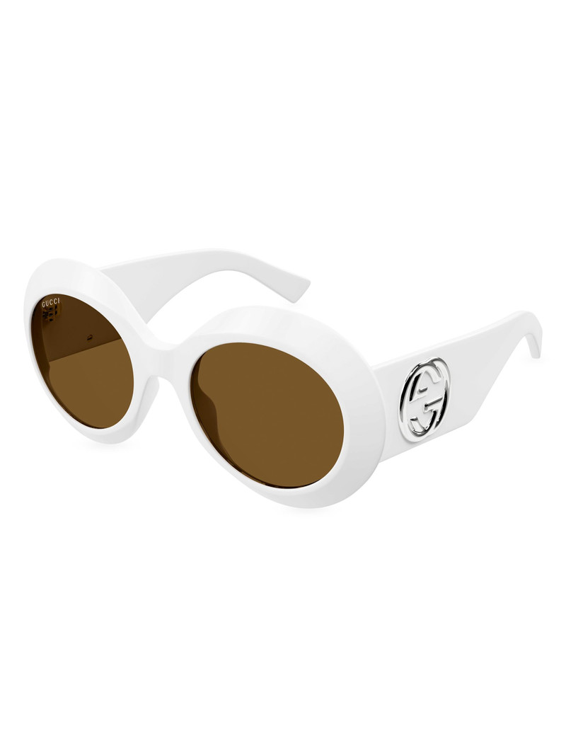 Women's Fashion Show 54MM Round Sunglasses - White Brown 1