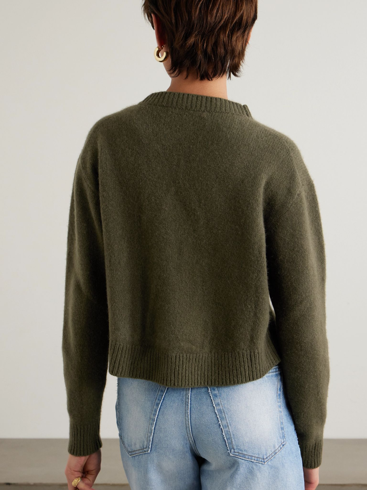 Cashmere cropped cardigan Green - 4