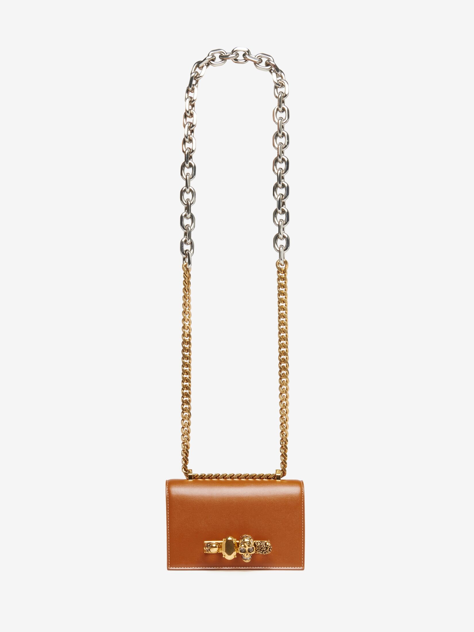 Women's Mini Jewelled Satchel in Caramel Tan - 5