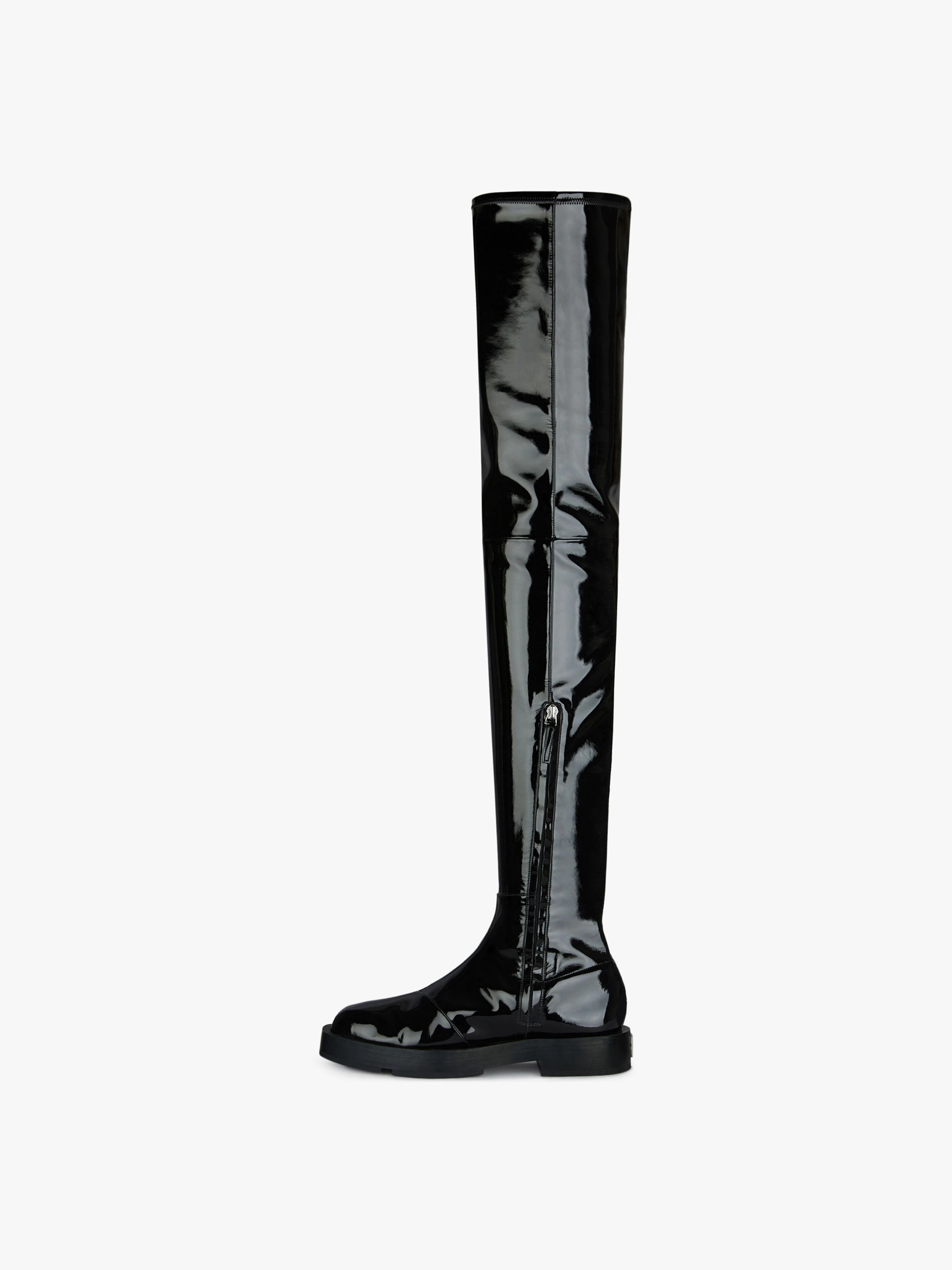 SQUARED PATENT THIGH BOOTS - 3