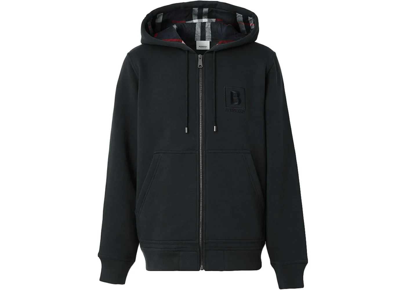 Burberry Letter Graphic Cotton Blend Zip Hoodie Navy - 1