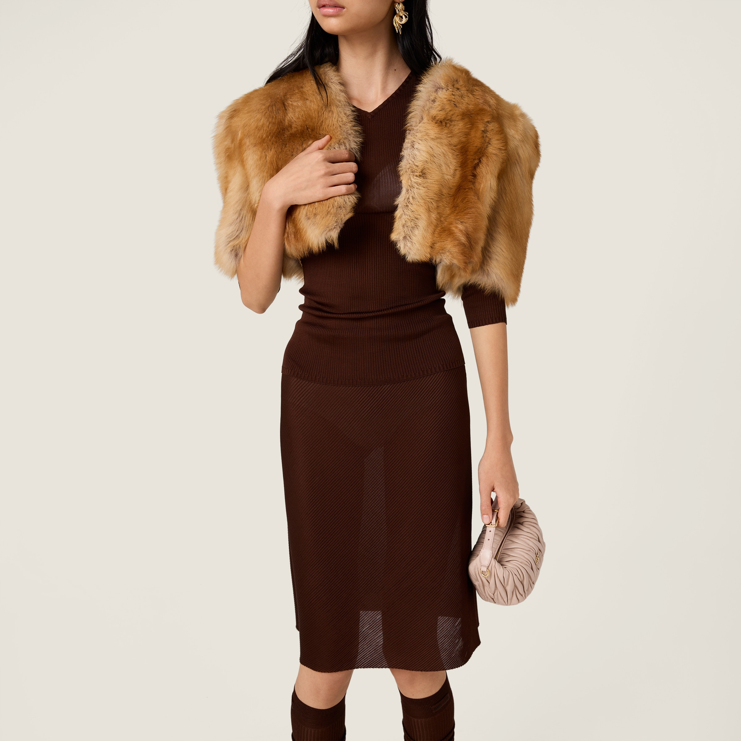 Shearling fur bolero jacket - 4