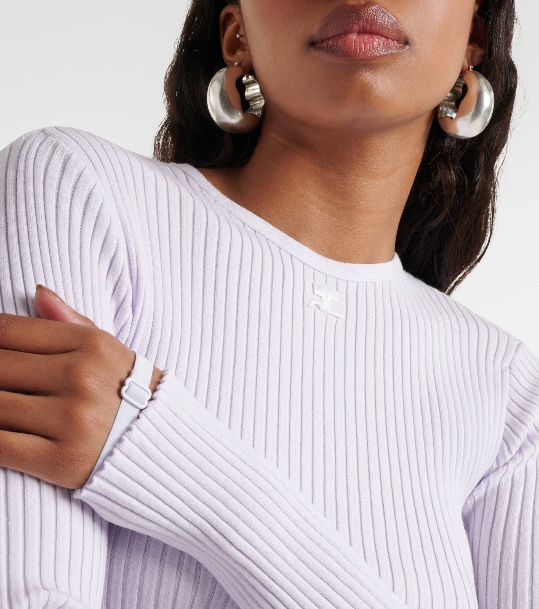 Logo cutout ribbed-knit top - 5