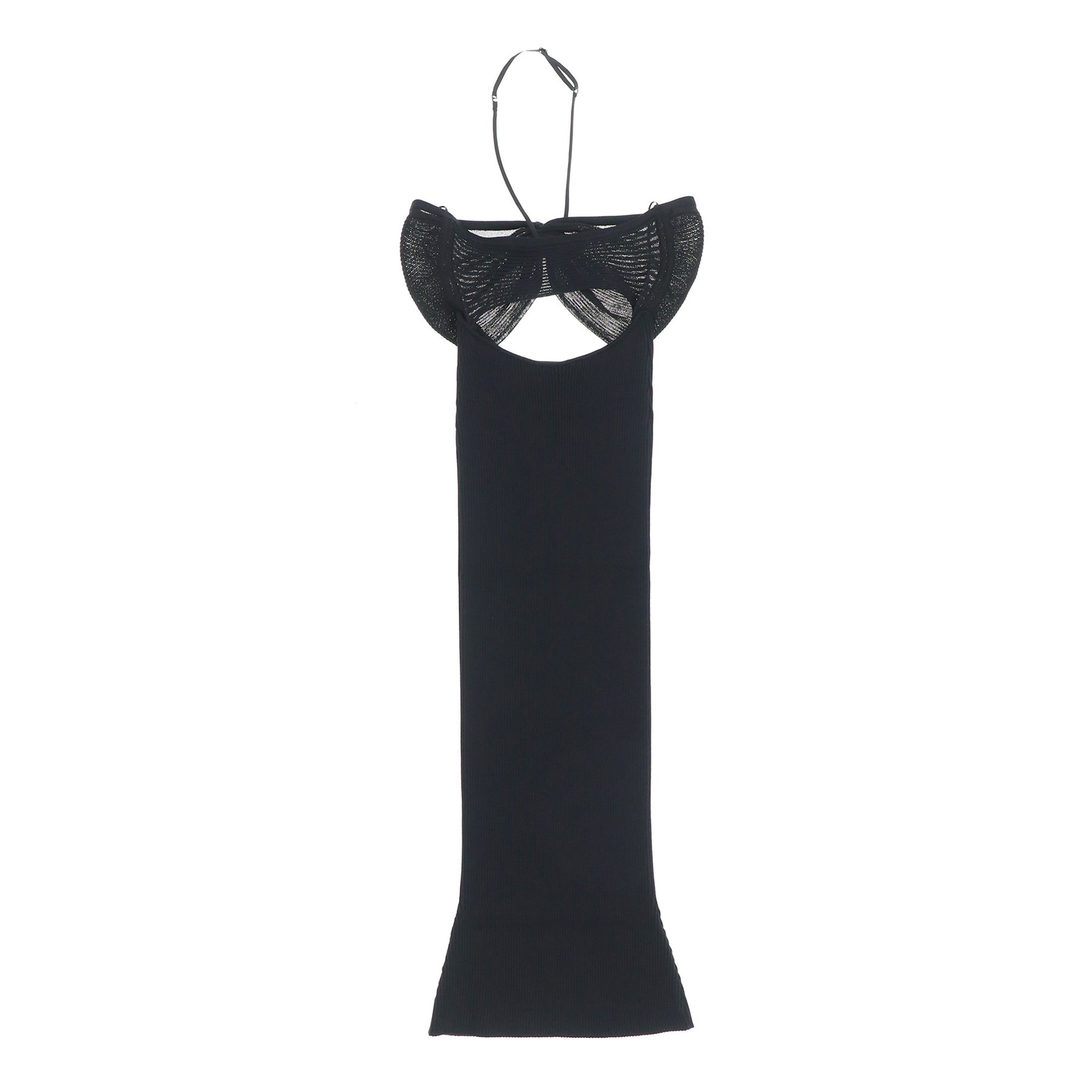 RIBBED-KNIT CUTOUT MIDI DRESS / BLK - 2