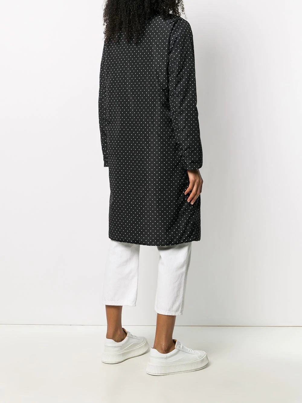 polka-dot single-breasted coat - 4