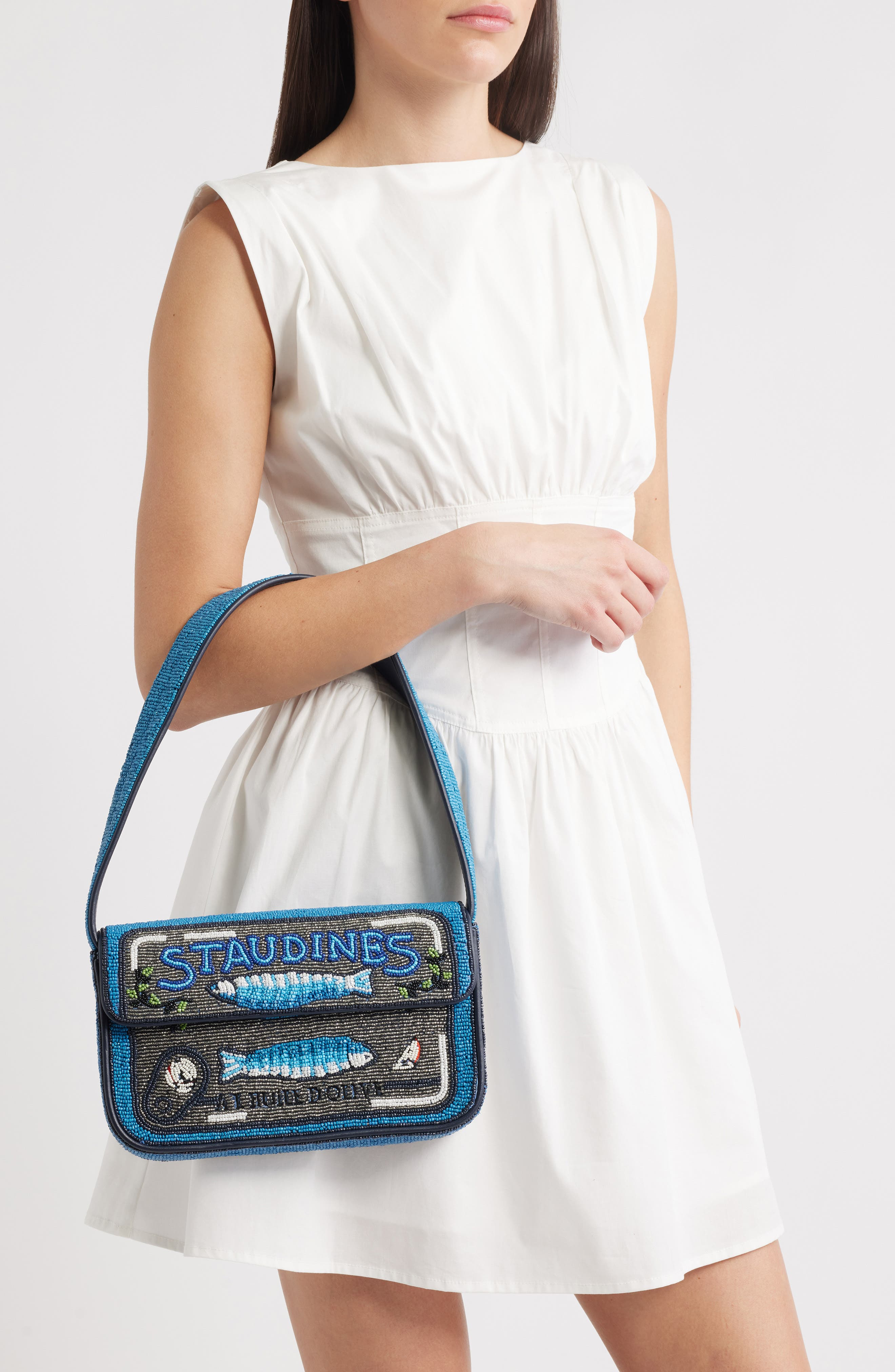 STAUD Tommy Beaded Shoulder Bag in Staudines Blue at Nordstrom - 2