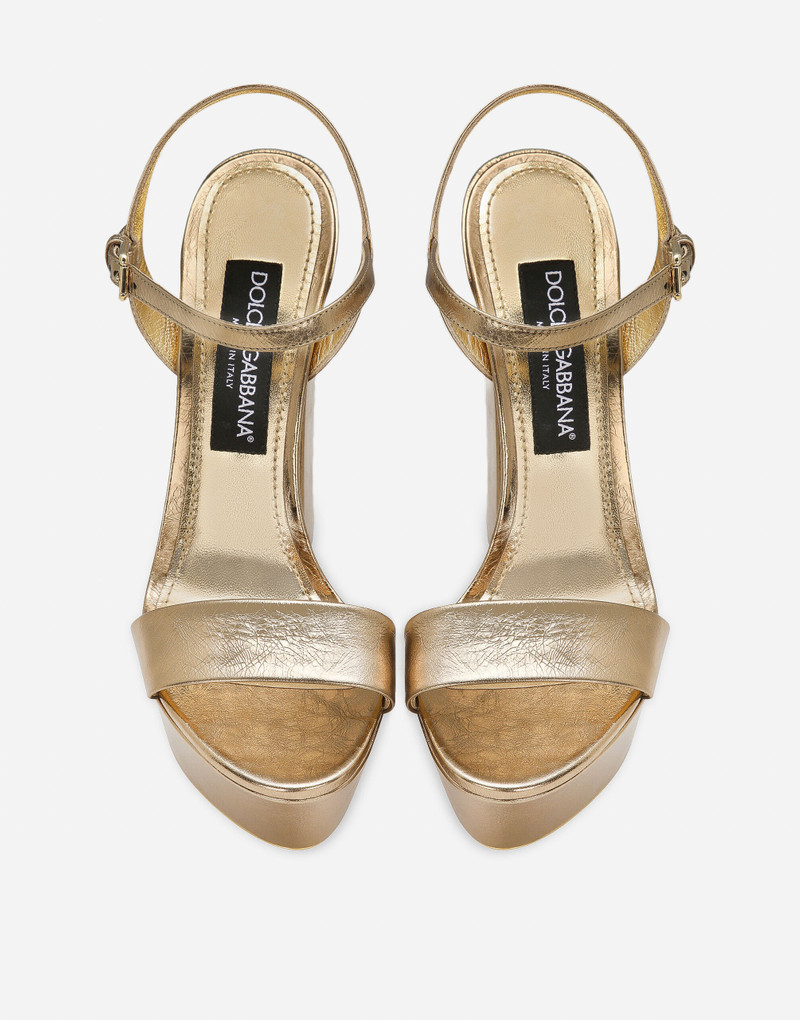 Foiled craquelé calfskin platform sandals 4