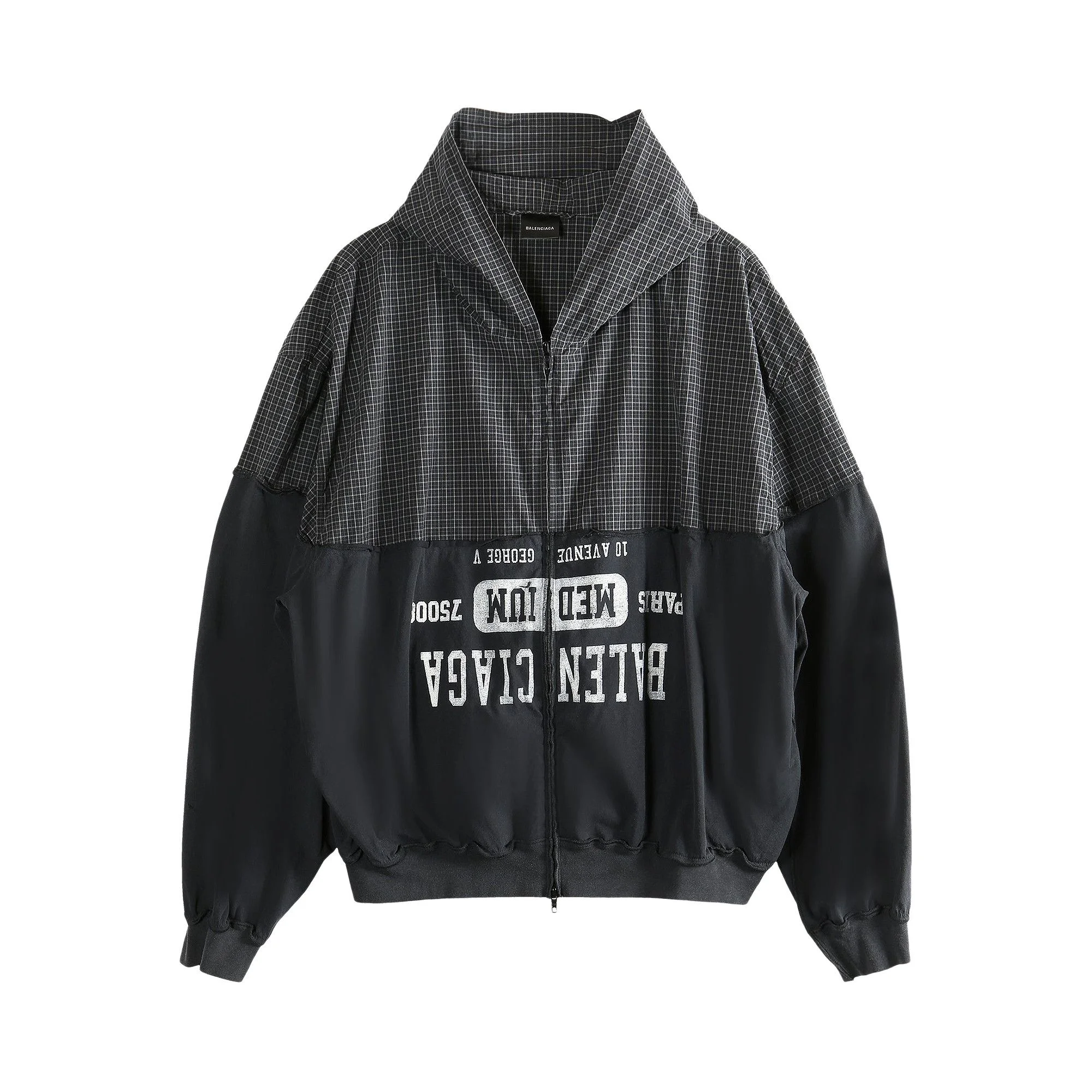 Balenciaga Patched Hooded Shirt 'Black' - 1