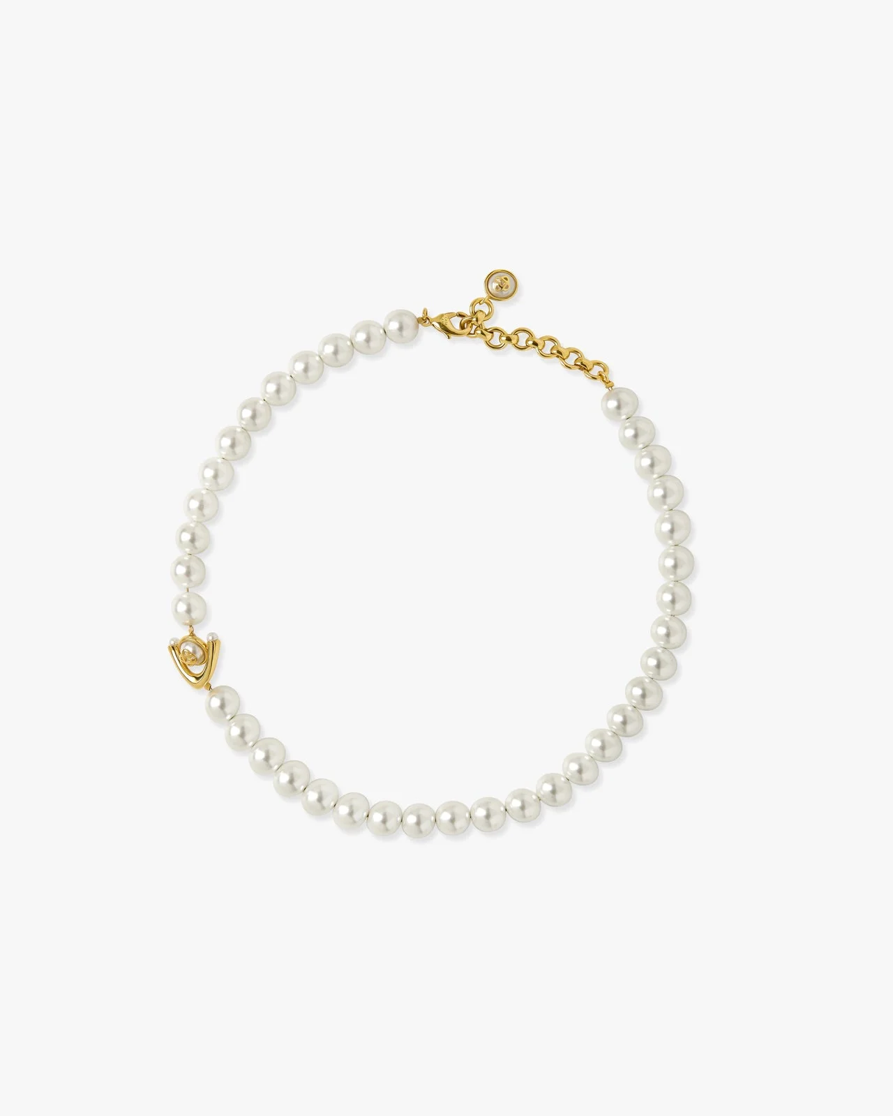 Gold & White Lotus Pearl Necklace | Casablanca Paris - 1