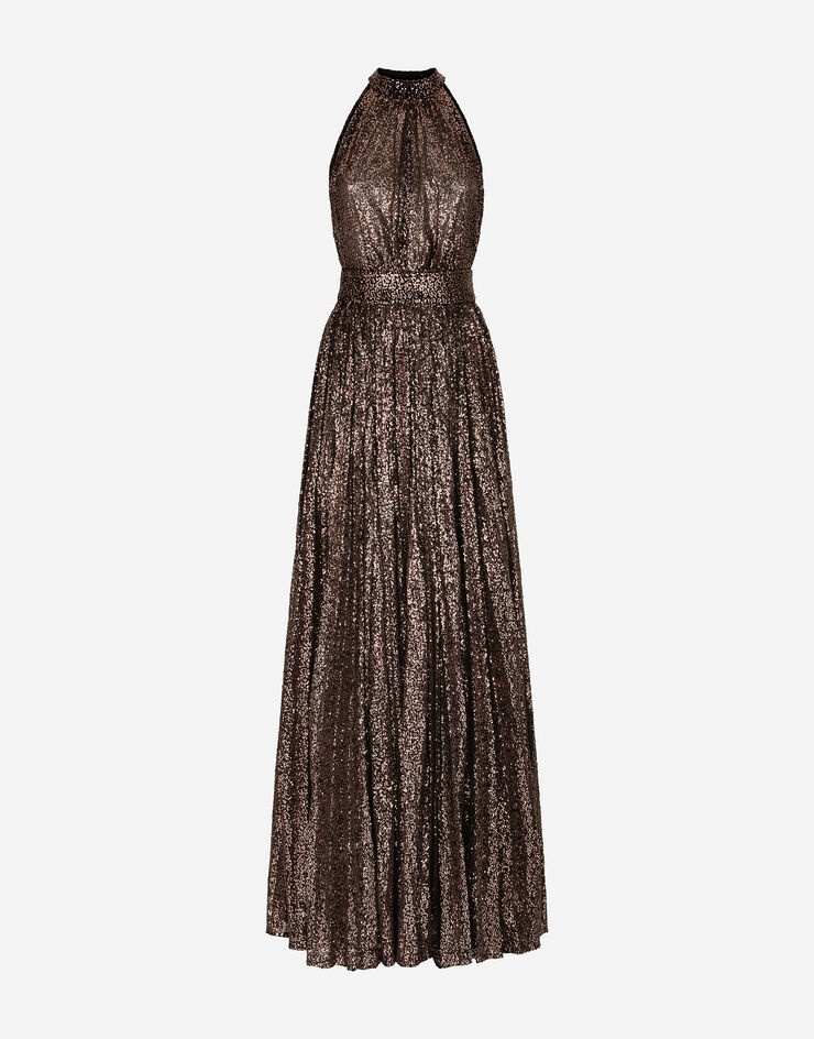 slim fit dress slacks Dolce & Gabbana Crystal Embellished Lace Halter Mini Dress main image 1