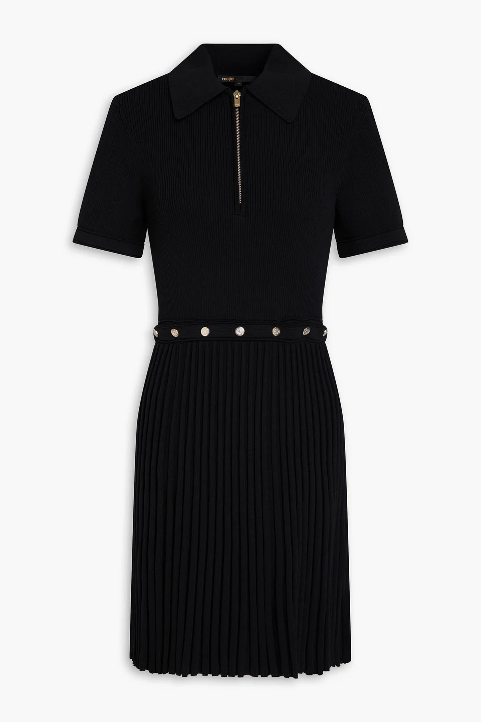 Embellished ribbed-knit mini dress - 1