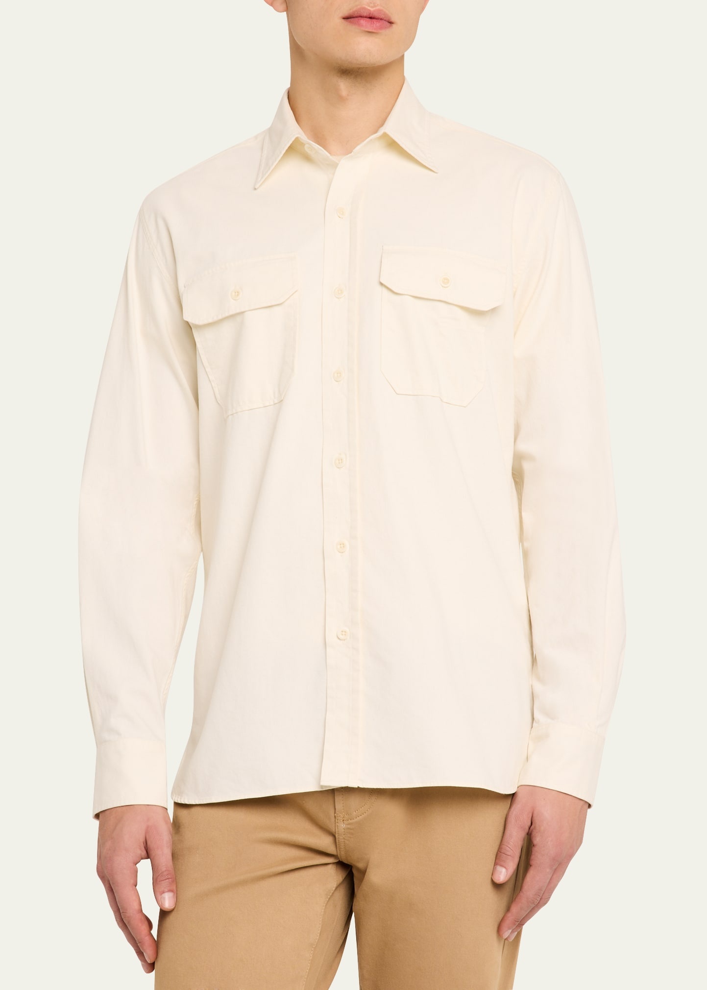 Men's Chino Twill Casual Button-Down Shirt - 4