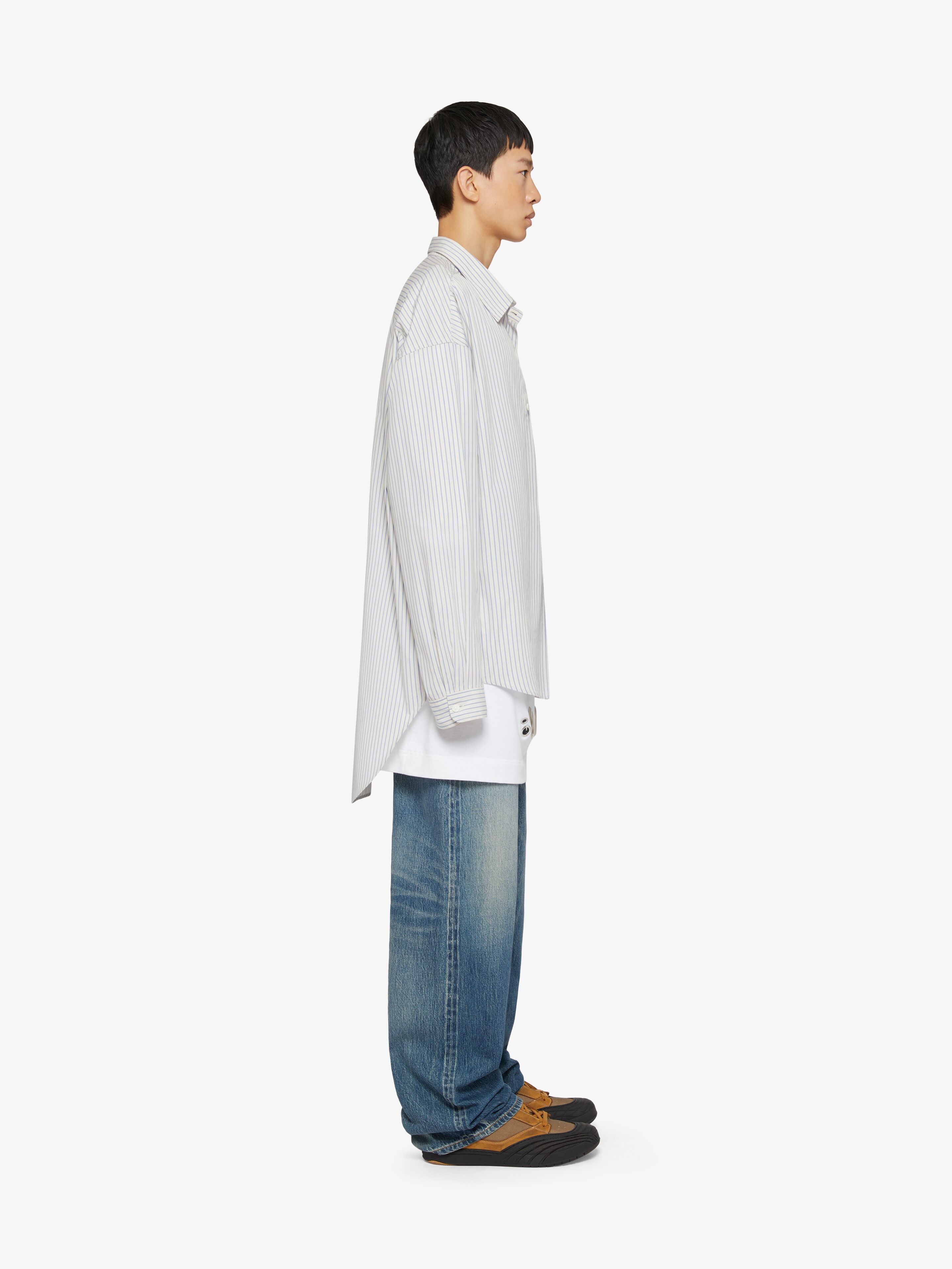 OVERSIZED ASYMMETRICAL SHIRT IN COTTON WITH STRIPES - 3