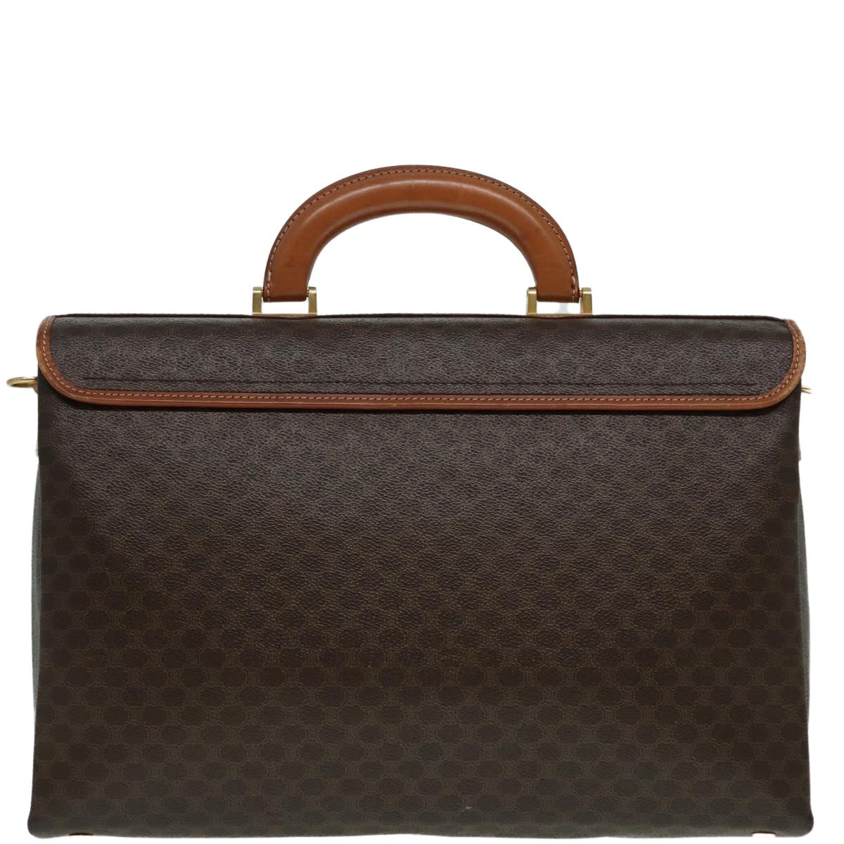 CELINE Macadam Canvas Hand Bag Pvc Leather Brown Gold - 2