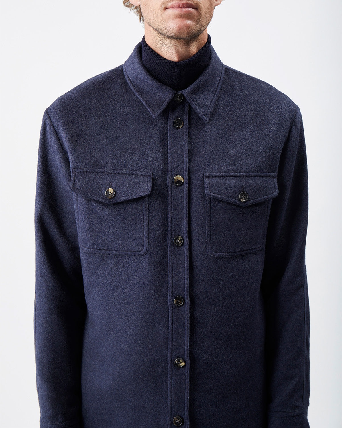 Lucas Overshirt in Midnight Winter Silk - 5