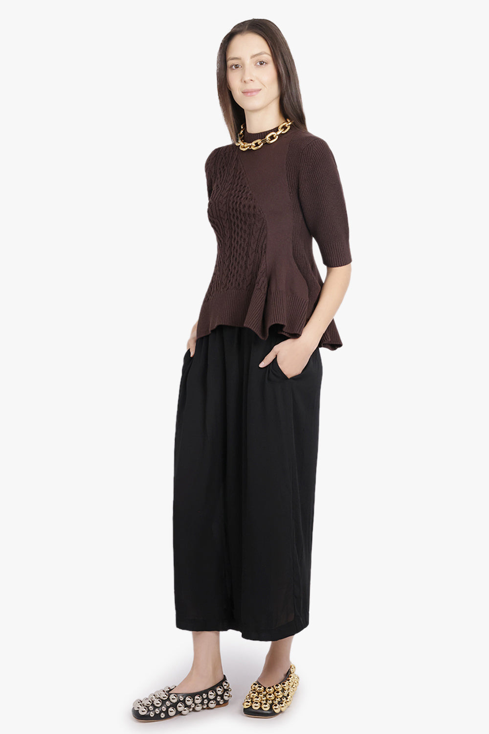 WIDE LEG SHEER CROP PANT | BLACK - 2
