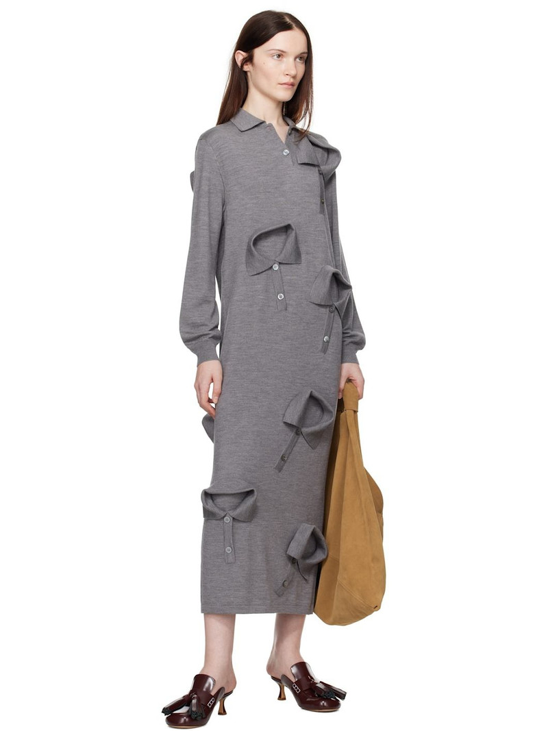 Moschino Gray Multi Collars Knitted Maxi Dress outlook