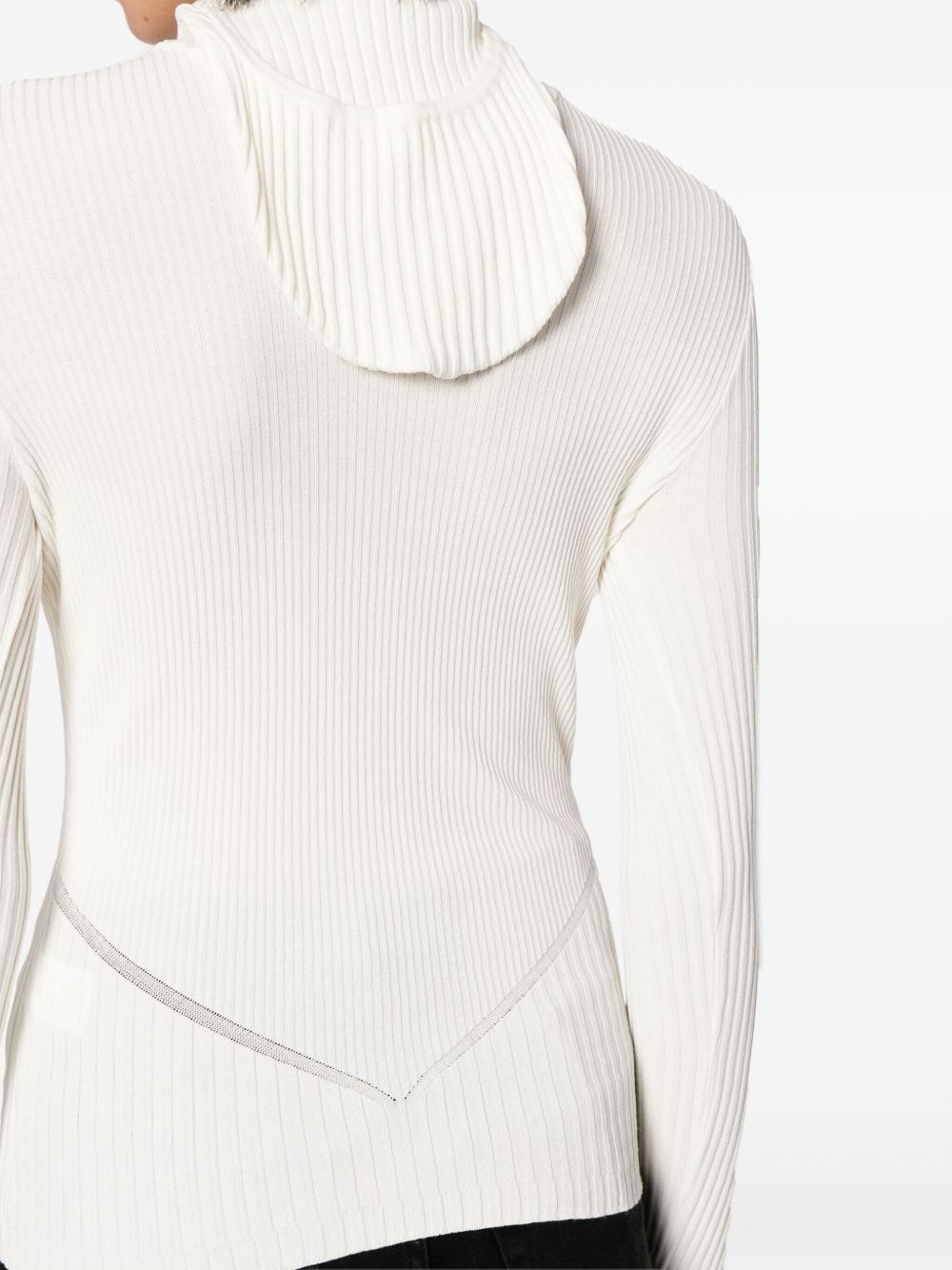 ribbed-knit hoodie top - 5
