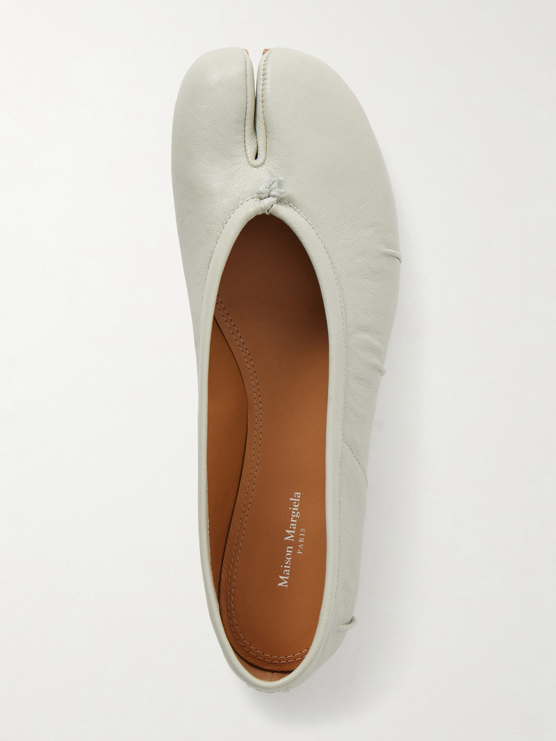 Tabi Split-toe Textured Leather Ballet Flats 6