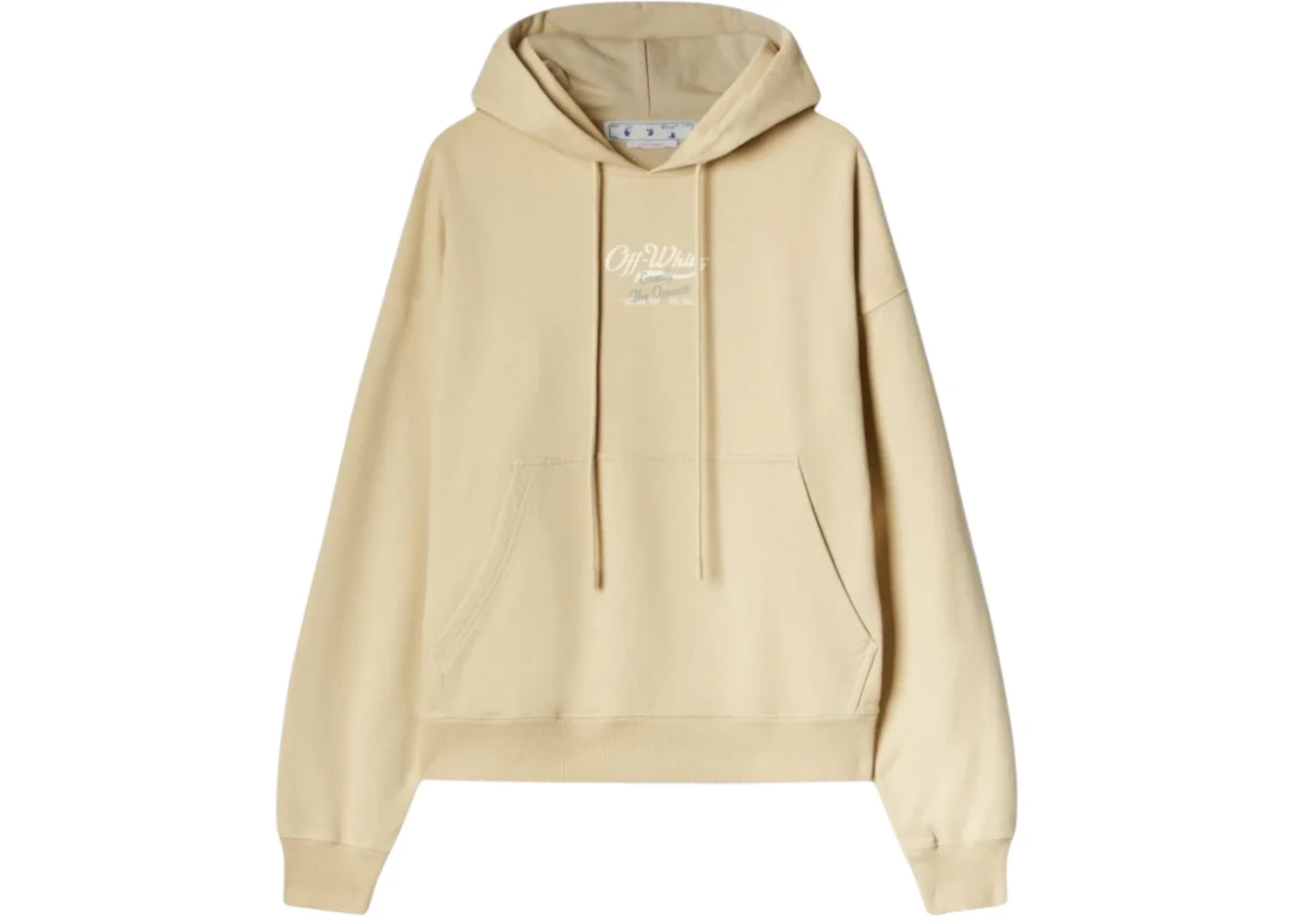 OFF-WHITE Script Logo Opposite Over Skate Fit Hoodie Beige - 1