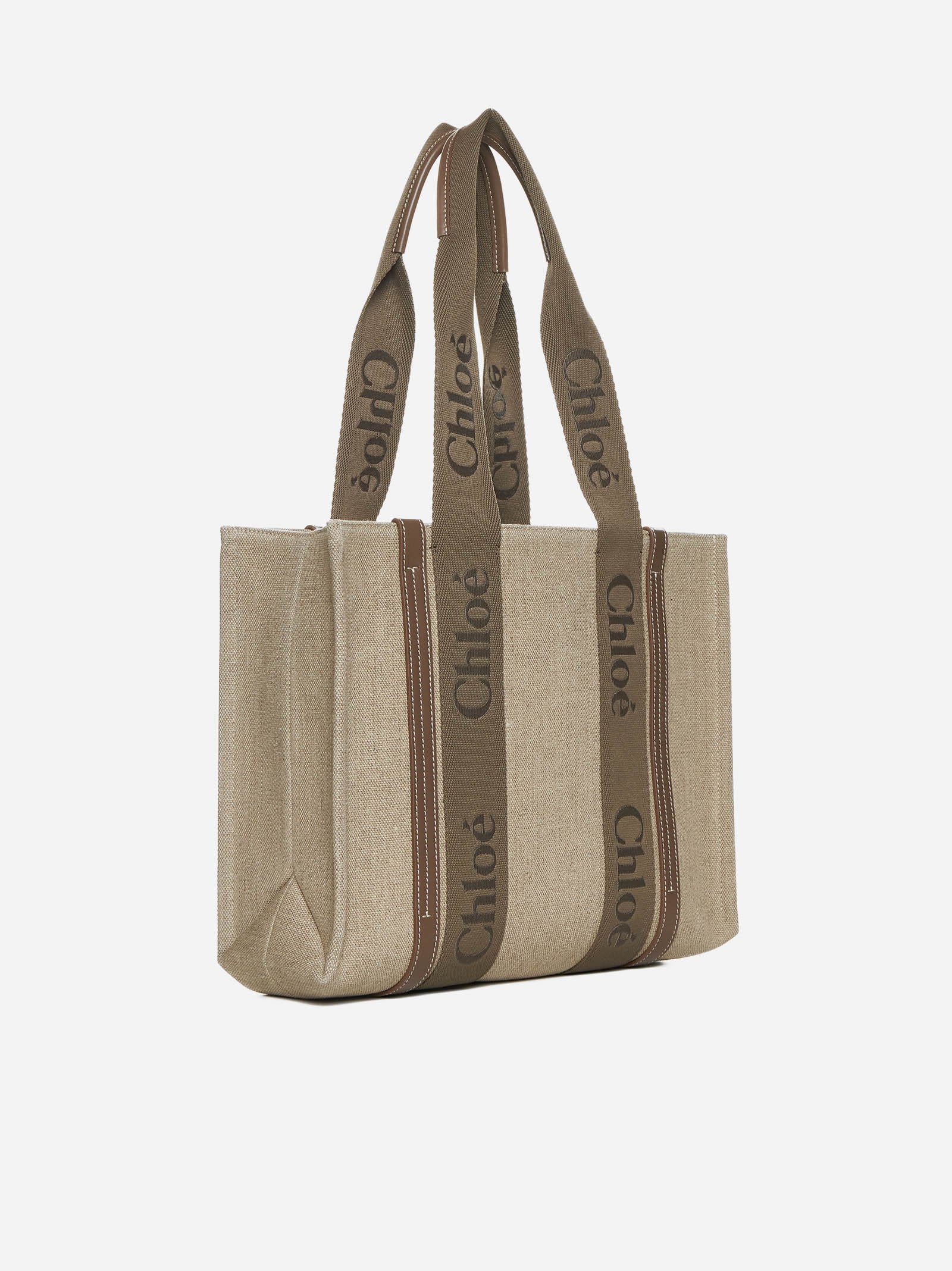 Woody linen medium tote bag - 3