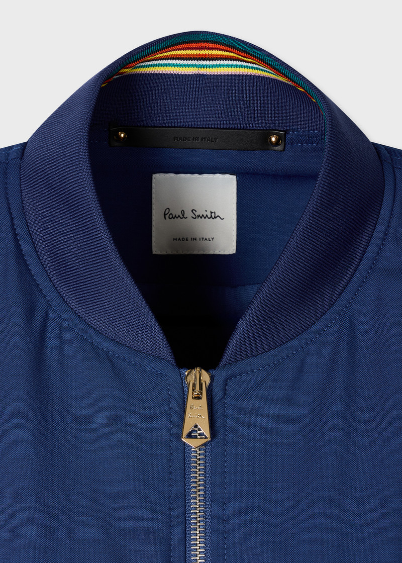 Paul Smith Cobalt Blue 'Storm System' Wool Bomber Jacket outlook
