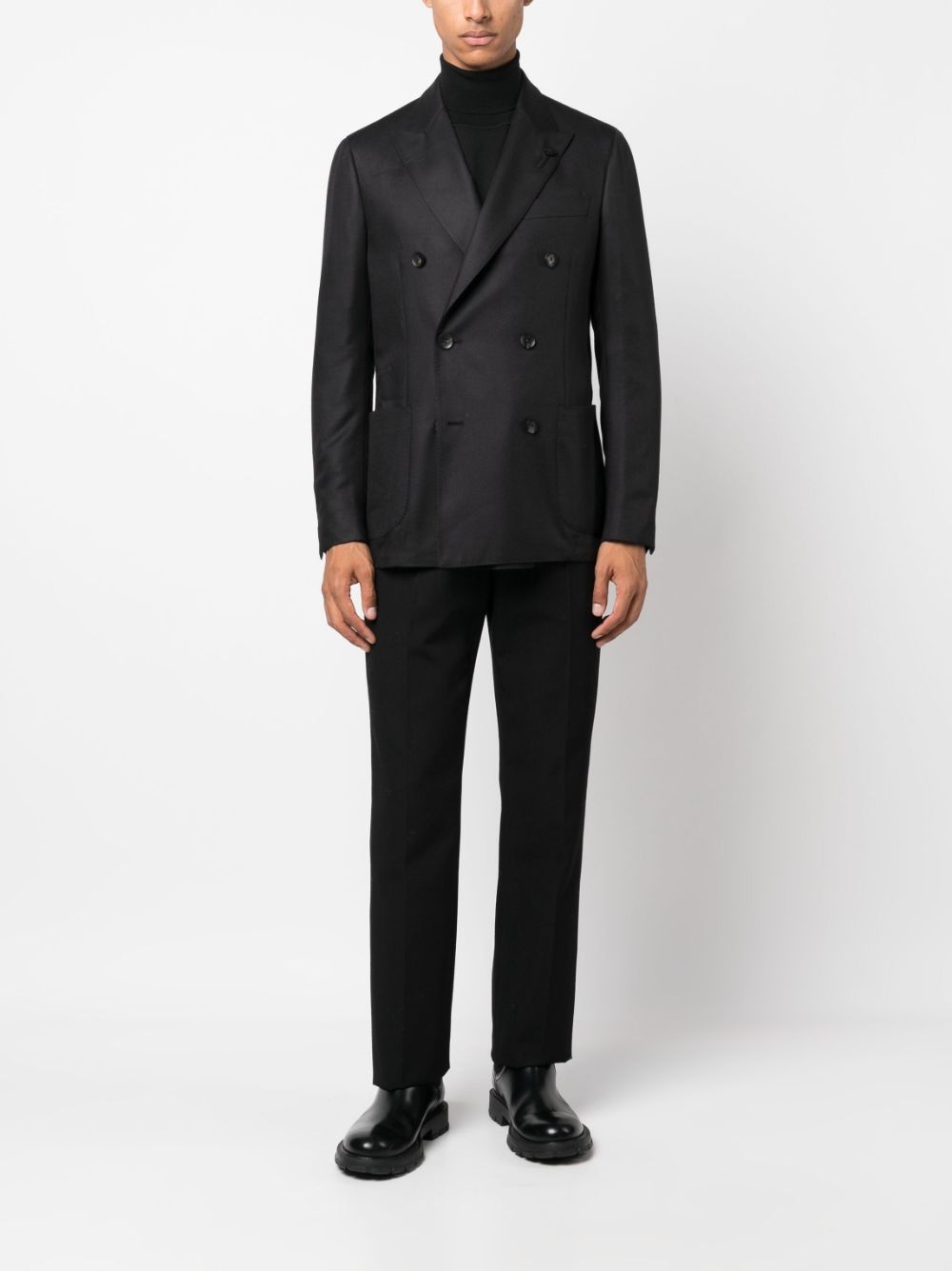 double-breasted satin-finish blazer - 2