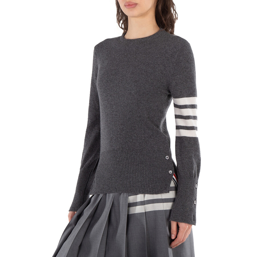 Thom Browne Med Grey 4-Bar Cashmere Pullover - 2