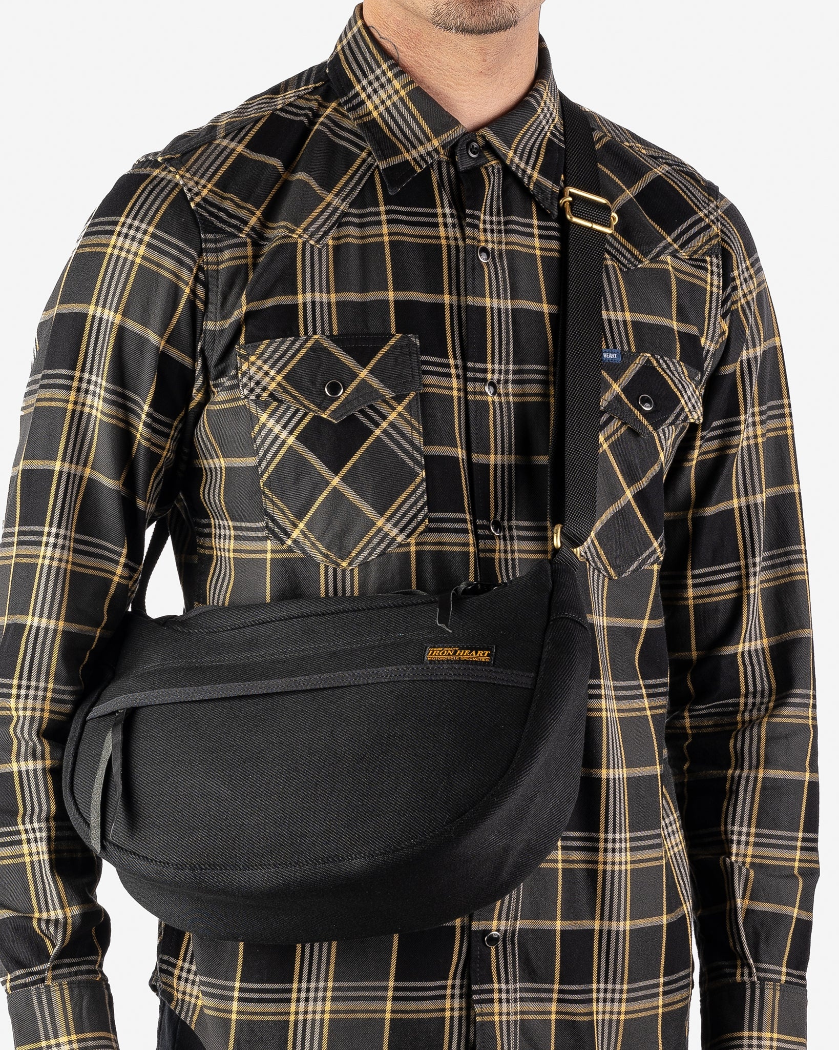 IHE-19-BLK 21oz Denim Small Shoulder Bag - Black - 2